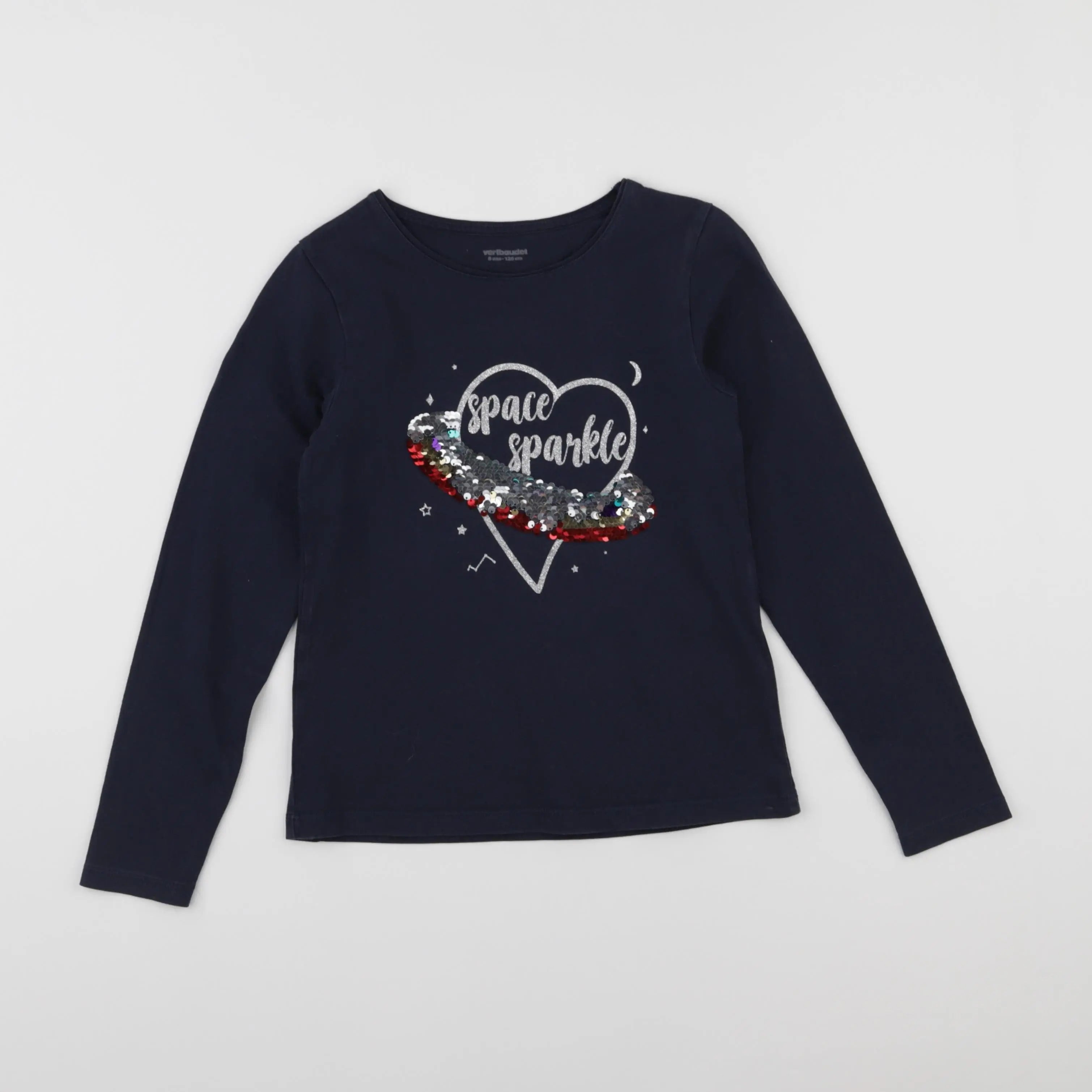 Vertbaudet - tee-shirt argent, bleu - 8 ans