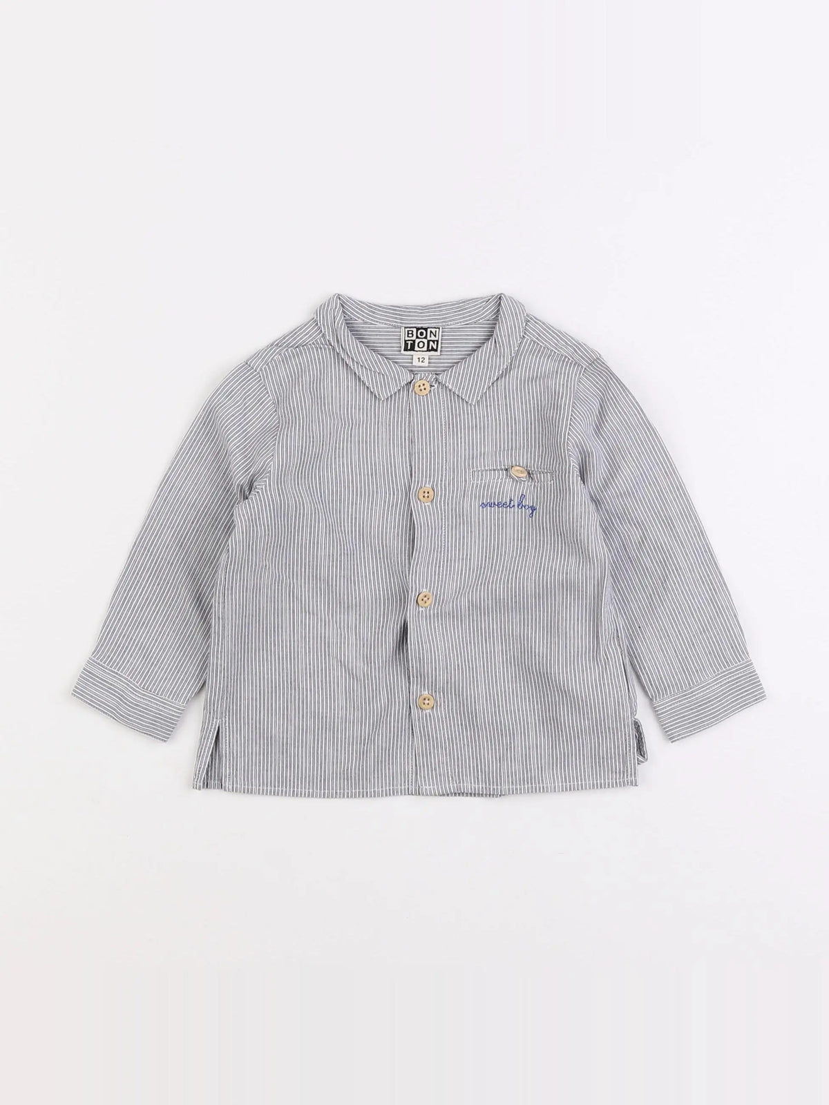 Bonton - chemise gris - 12 mois