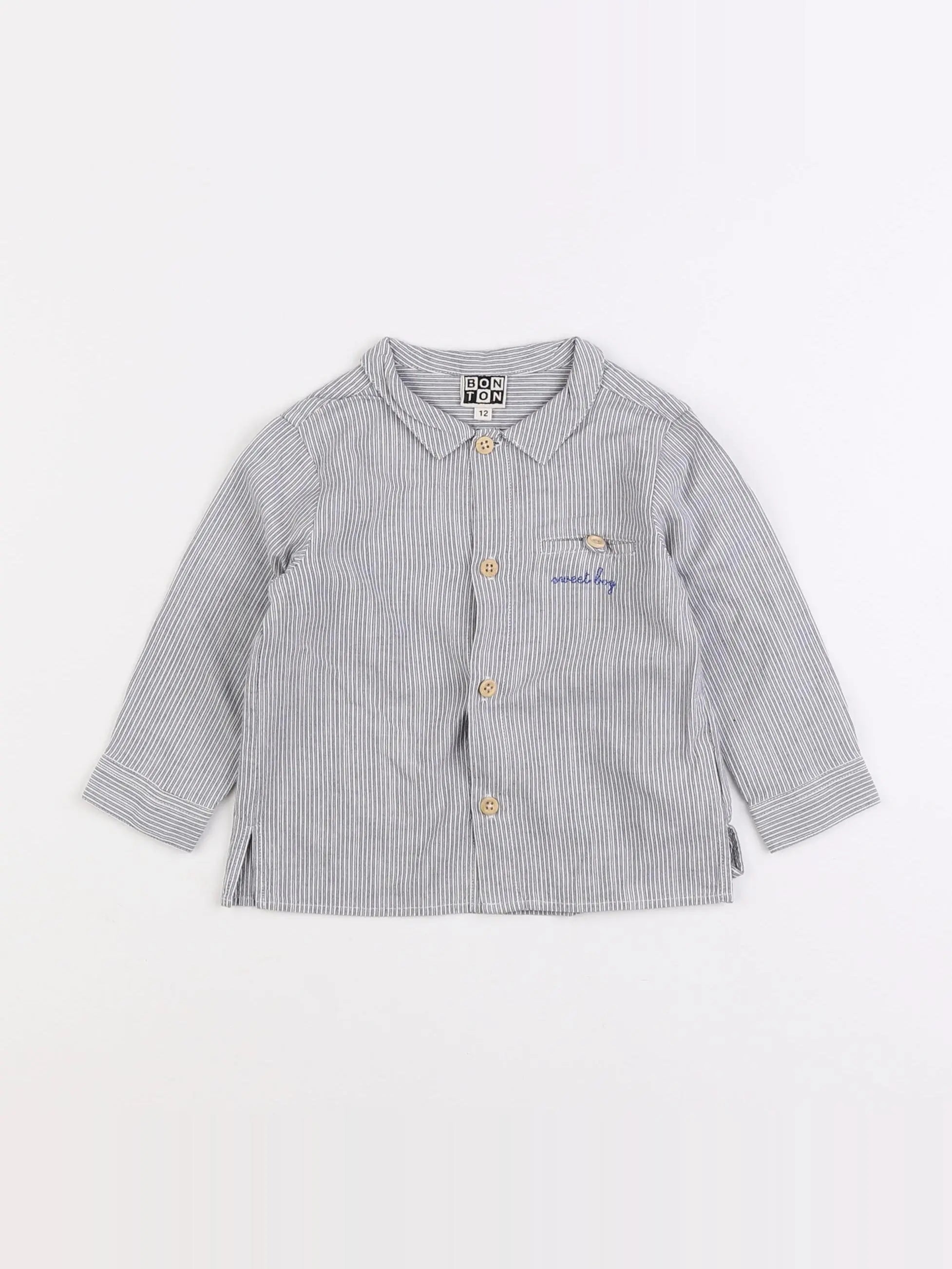 Bonton - chemise gris - 12 mois