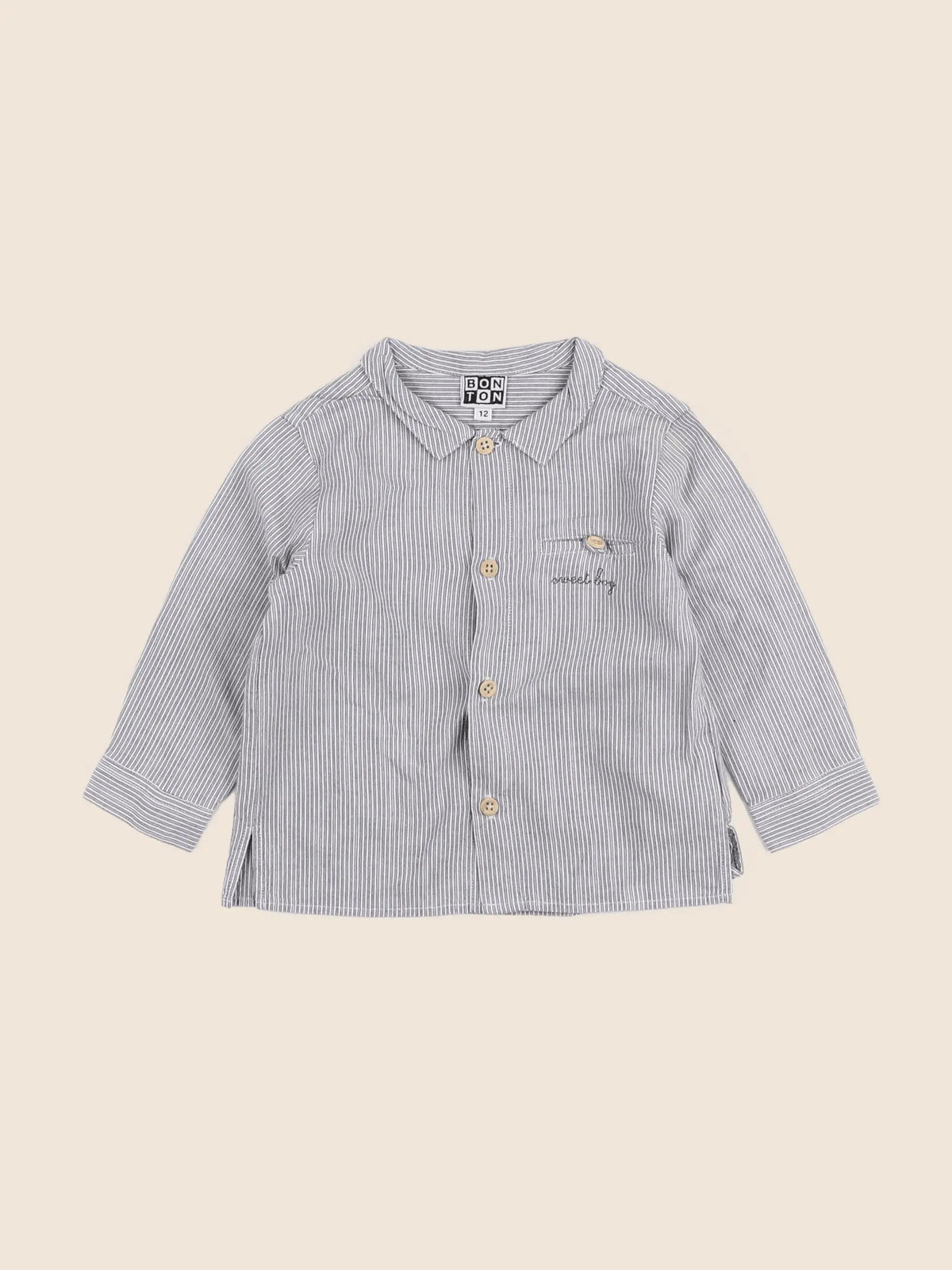 Bonton - chemise gris - 12 mois