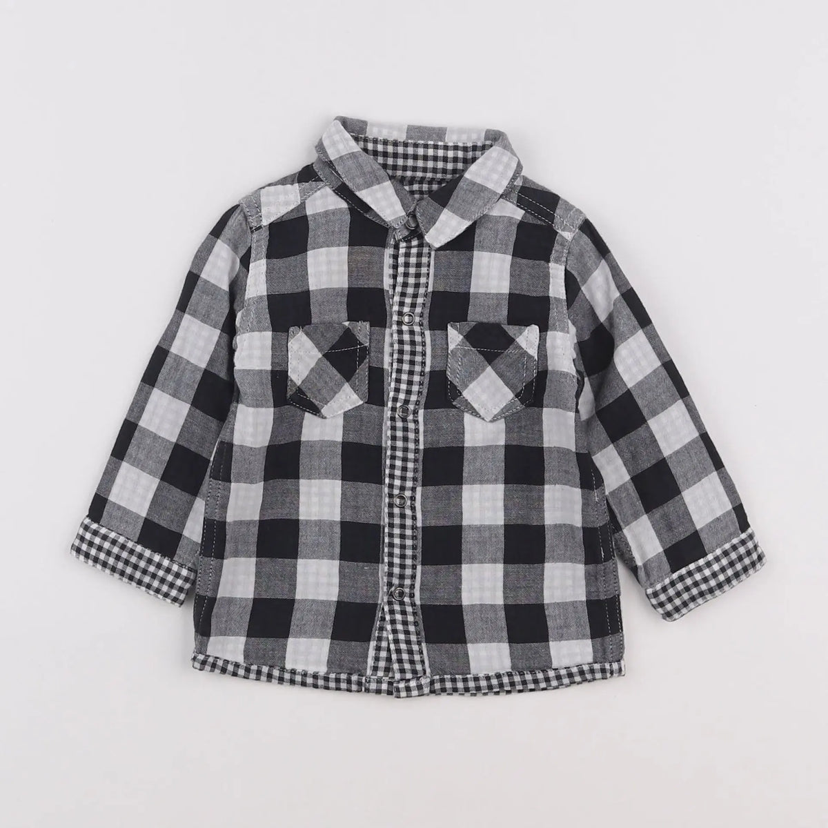 Vertbaudet - chemise réversible blanc, noir - 9 mois