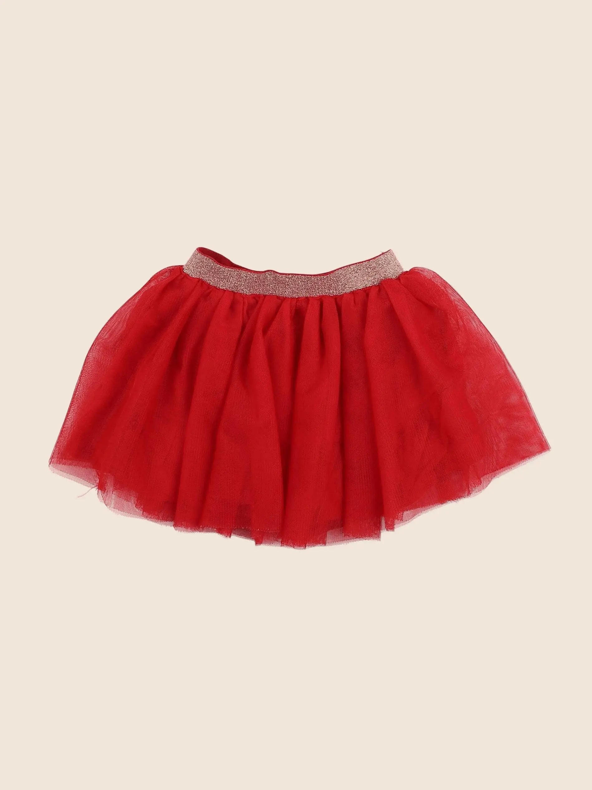 Vertbaudet - jupe rouge, or - 2 ans