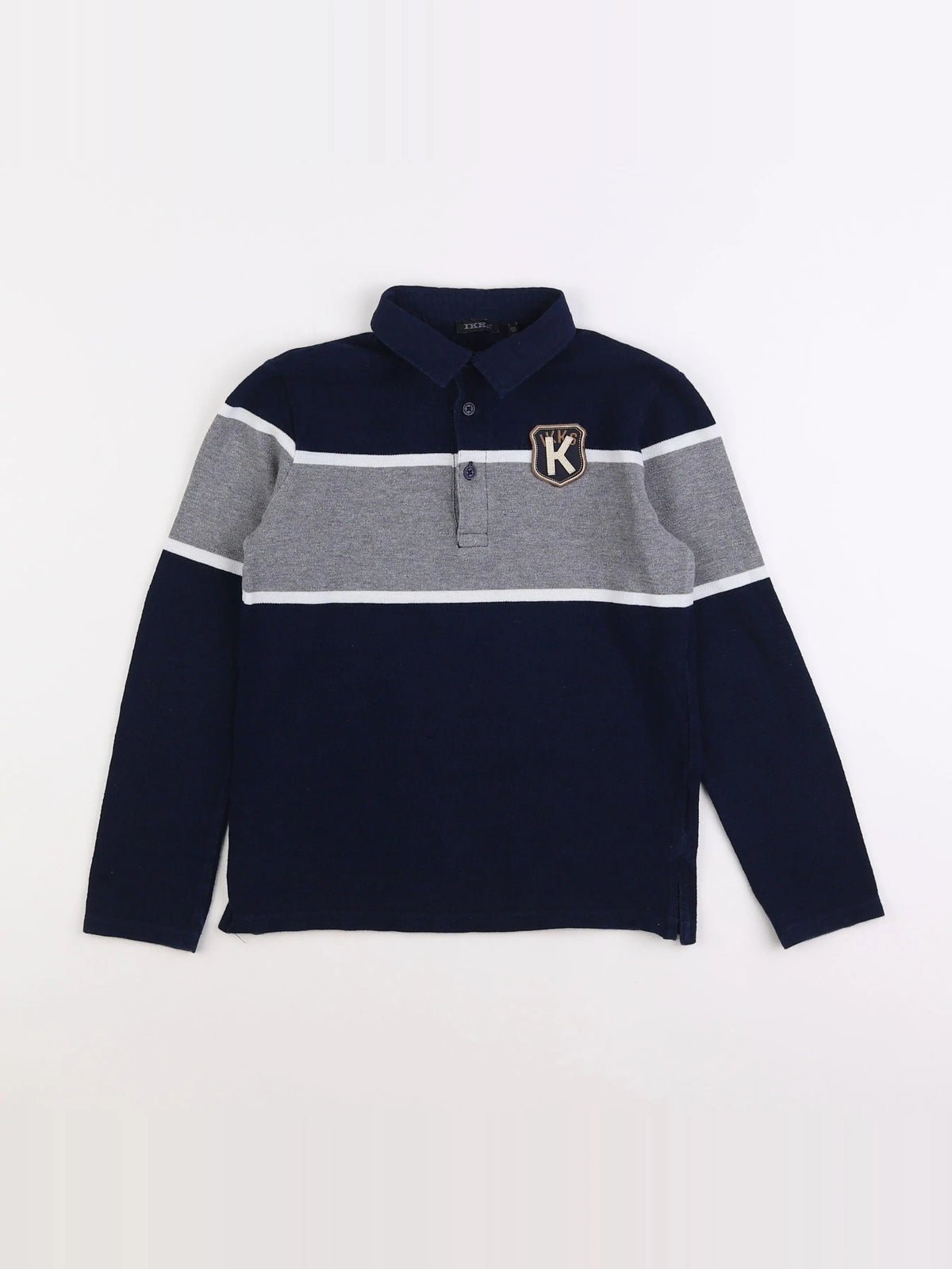IKKS - polo bleu, gris - 8 ans
