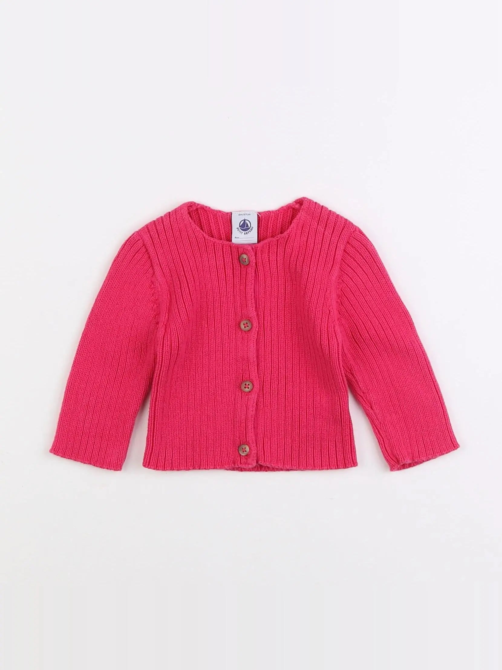 Petit Bateau - gilet rose - 6 mois