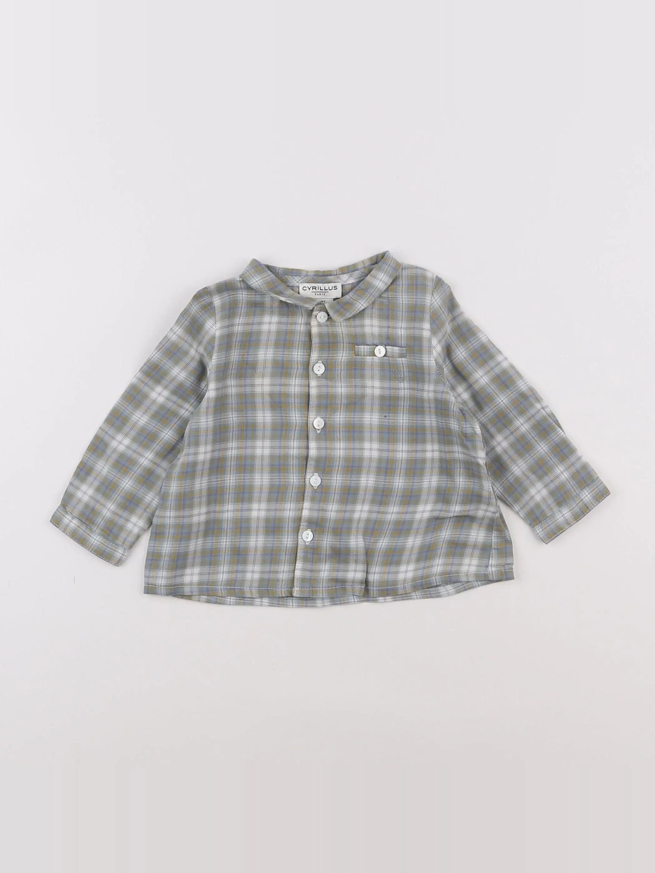 Cyrillus - chemise blanc, gris - 6 mois