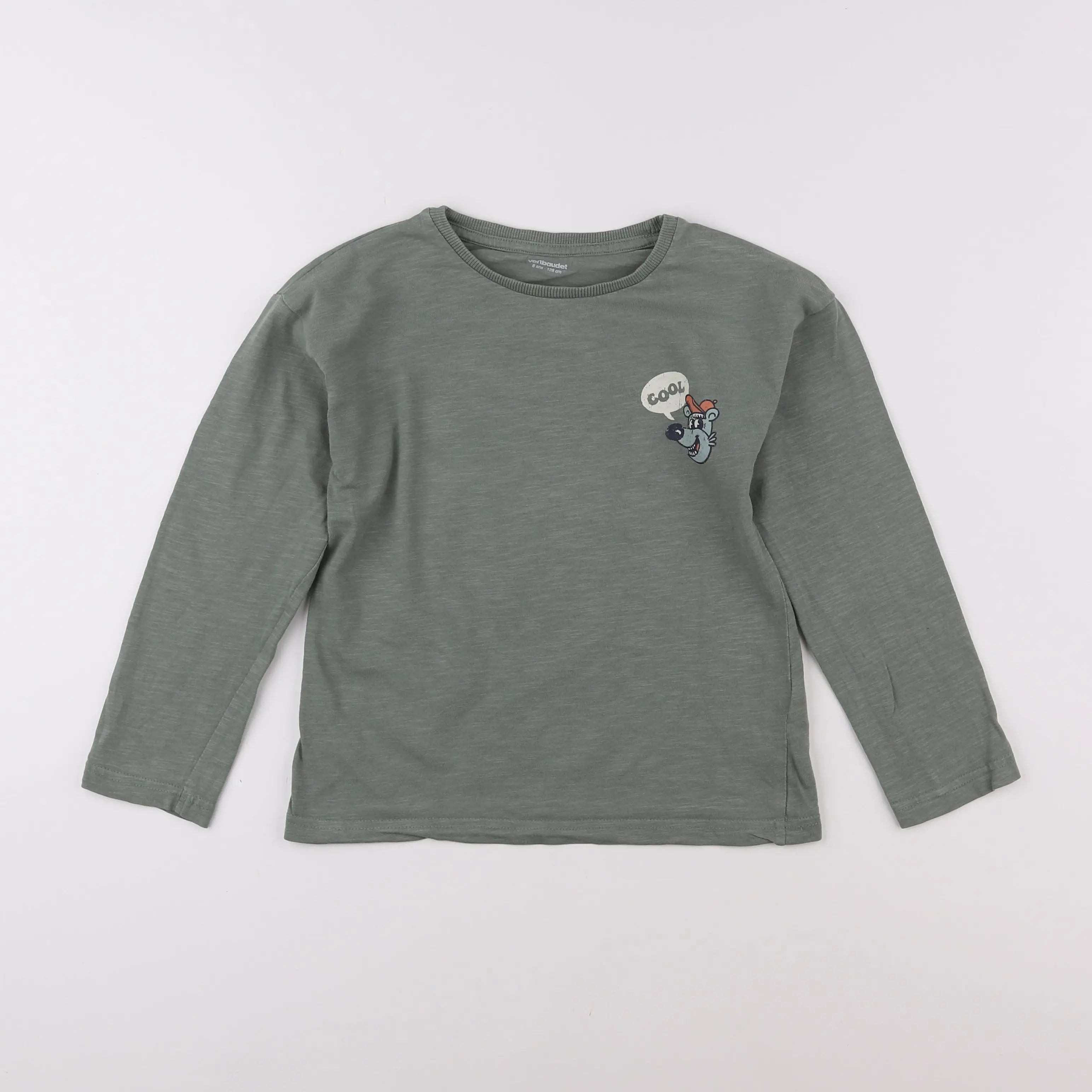 Vertbaudet - tee-shirt imprimé au dos vert - 8 ans