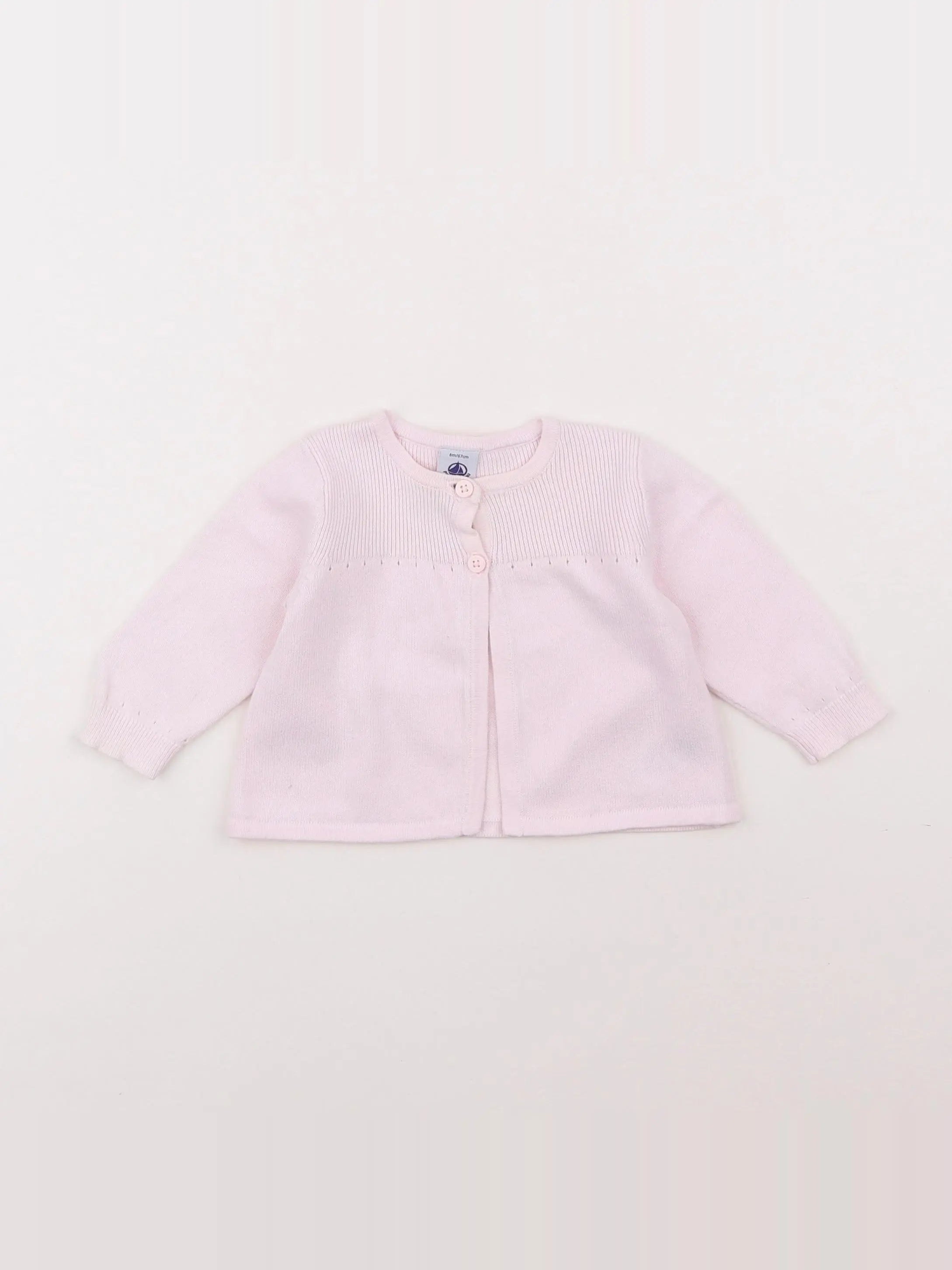 Petit Bateau - gilet rose - 6 mois