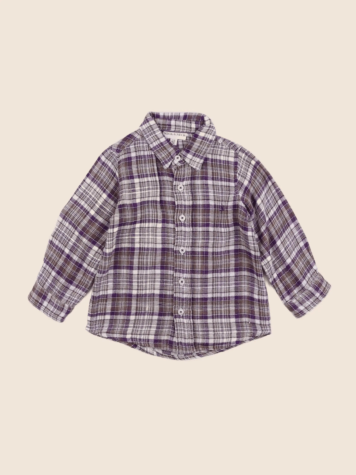 Neck & Neck - chemise marron, violet - 2 ans
