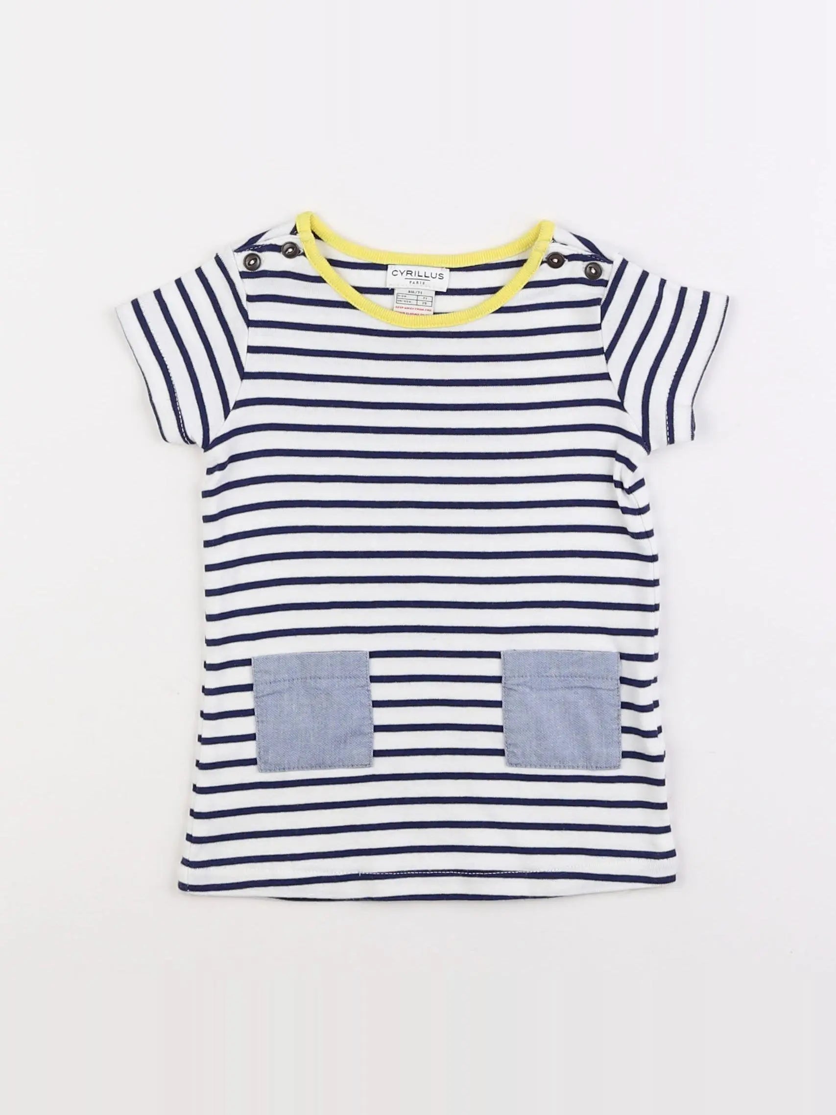Cyrillus - robe bleu, blanc - 9 mois