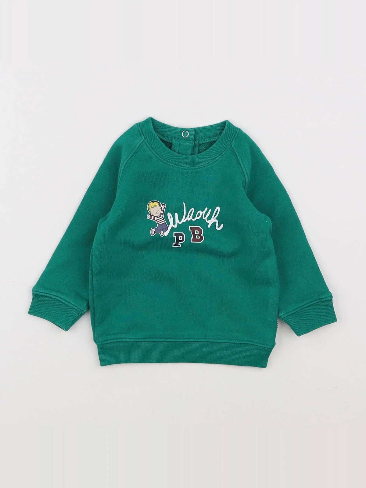 Petit Bateau - sweat vert - 6 mois