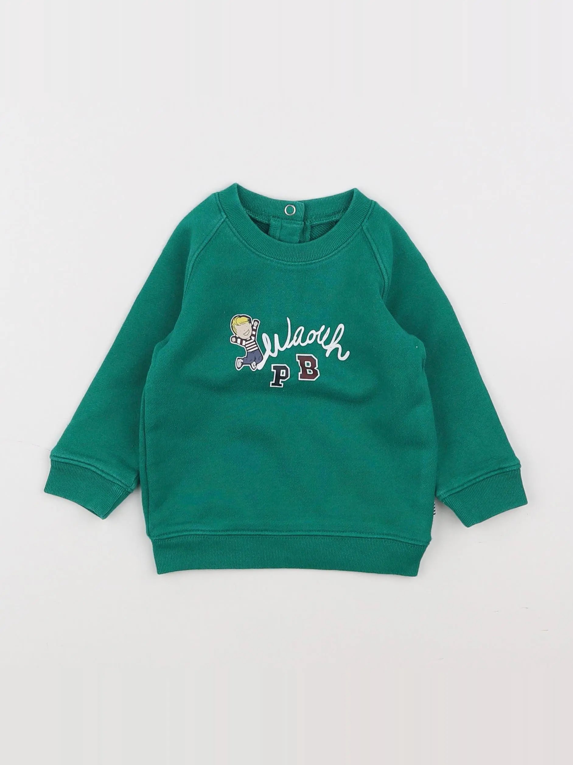 Petit Bateau - sweat vert - 6 mois