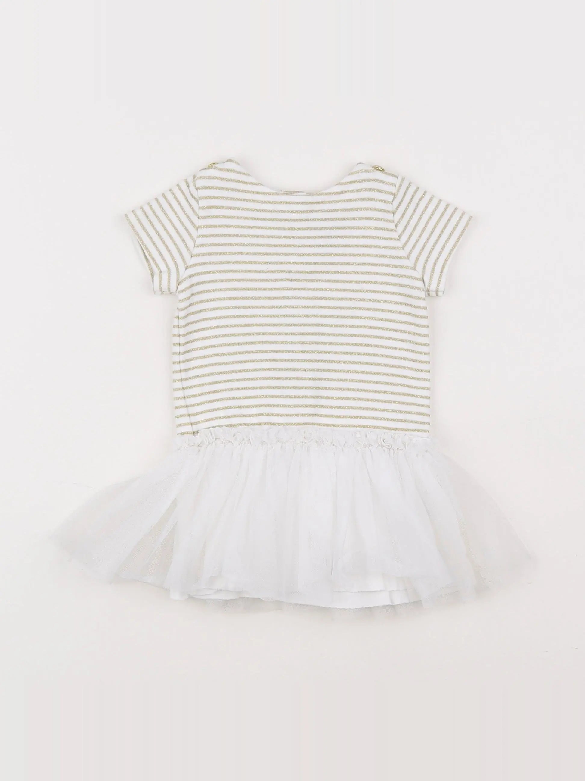 Petit Bateau - robe blanc, or - 3 mois