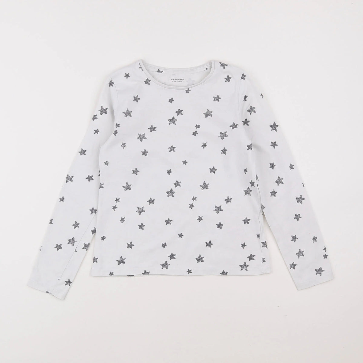 Vertbaudet - tee-shirt blanc, noir - 8 ans