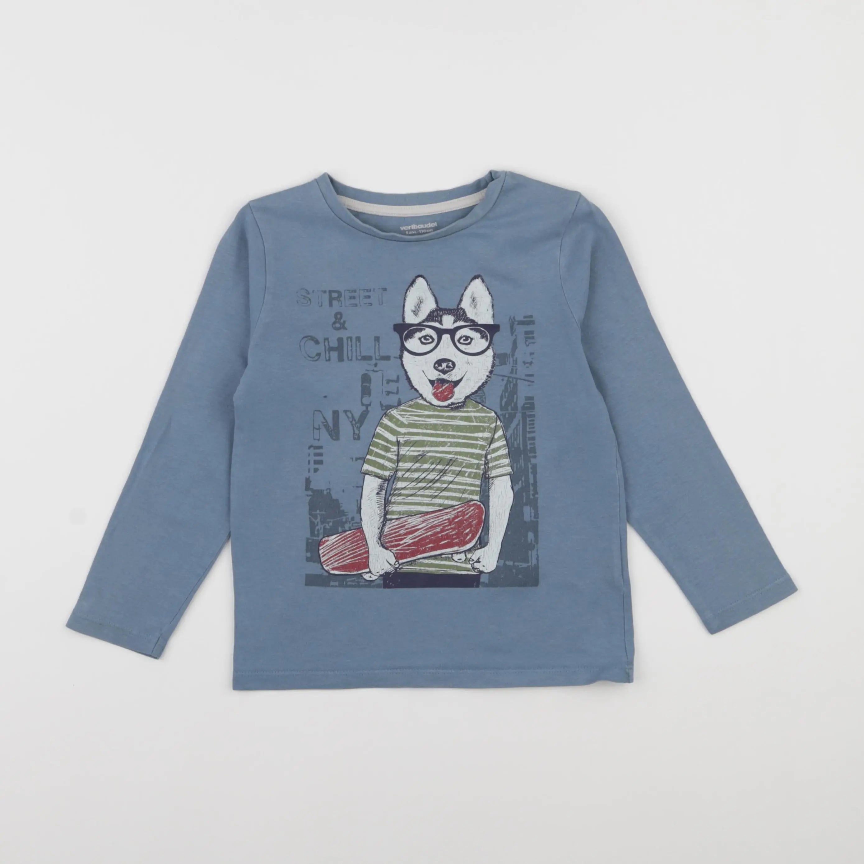 Vertbaudet - tee-shirt bleu - 5 ans