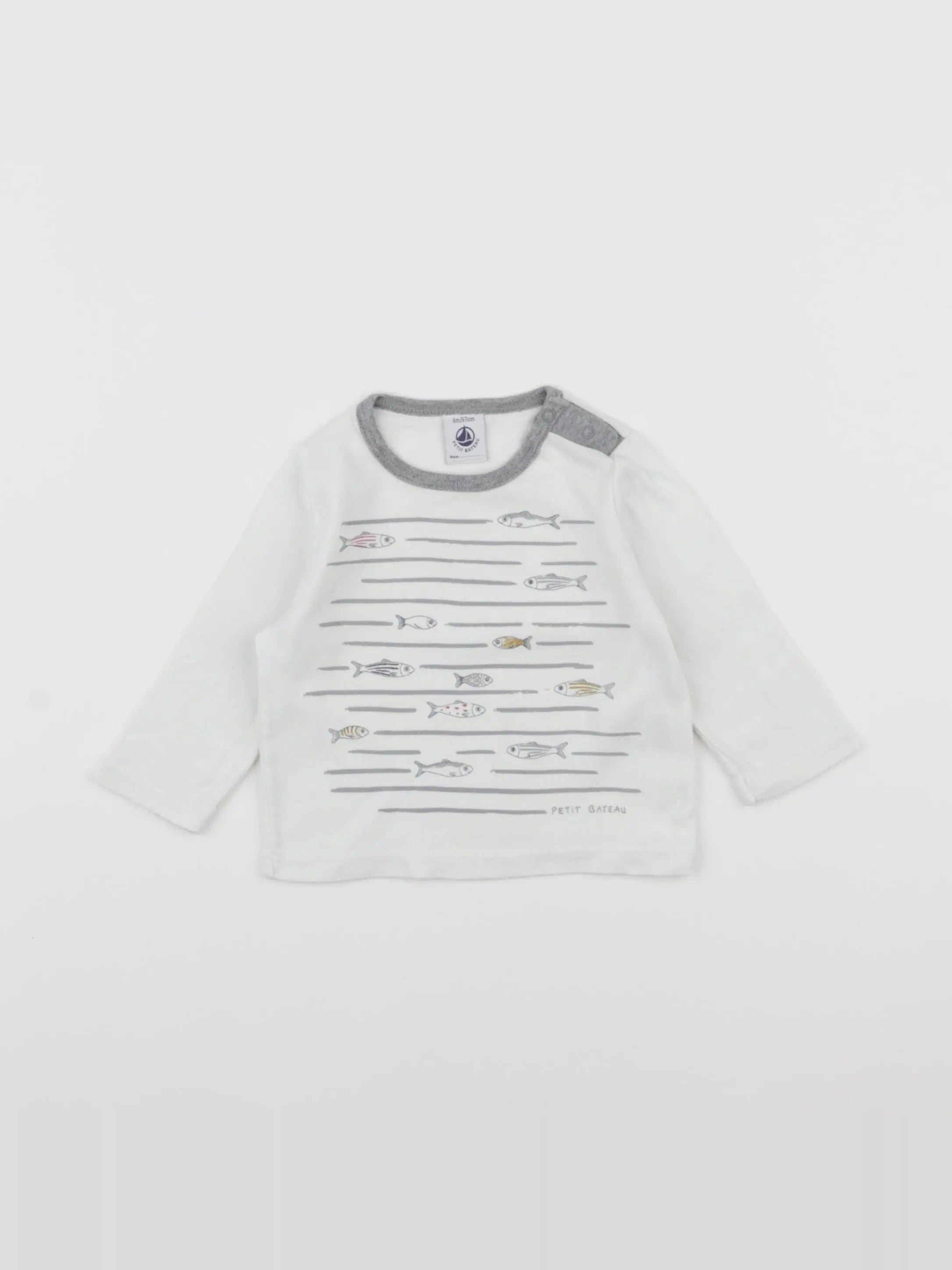 Petit Bateau - tee-shirt bleu - 6 mois