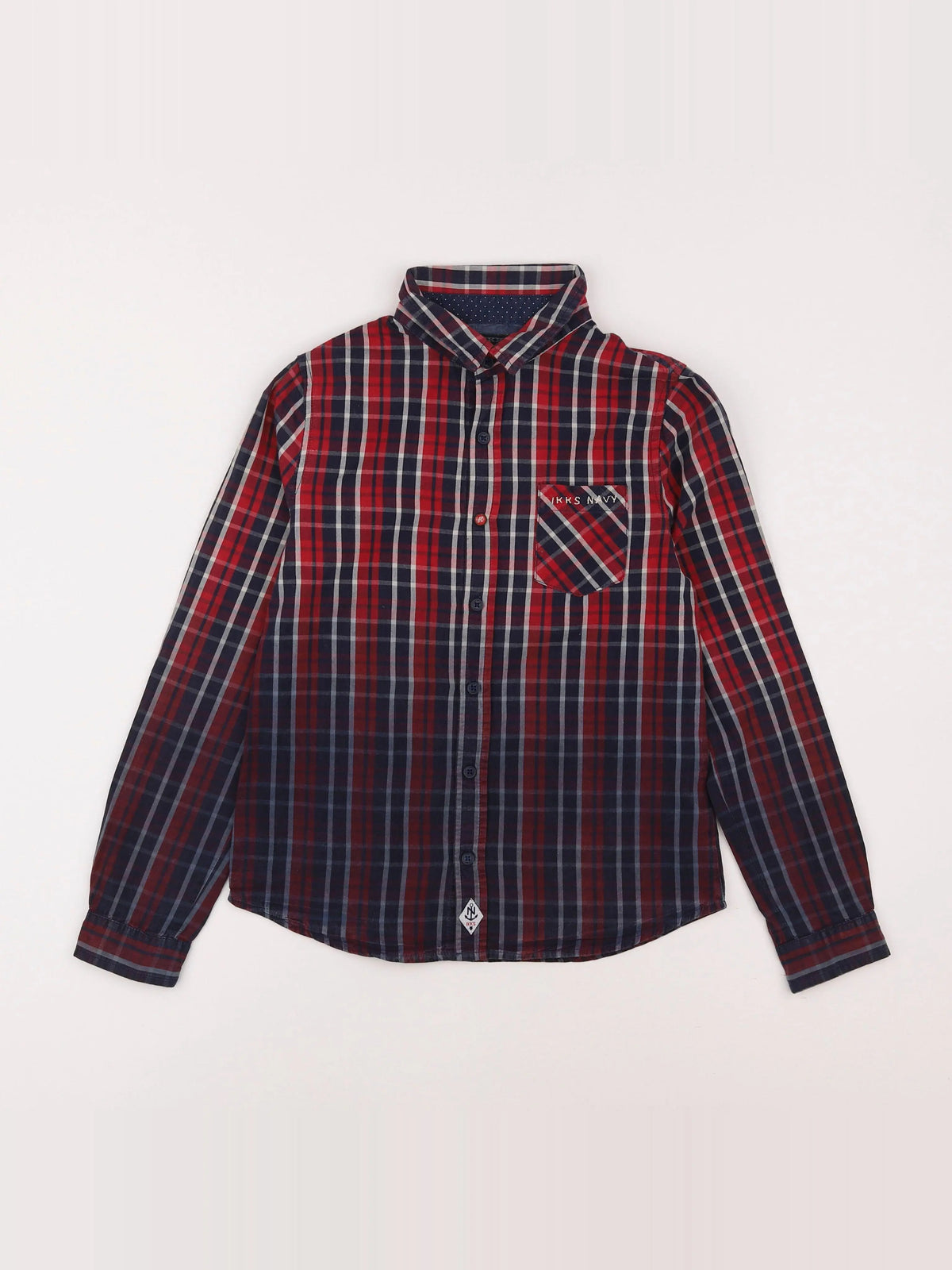 IKKS - chemise bleu, rouge - 10 ans