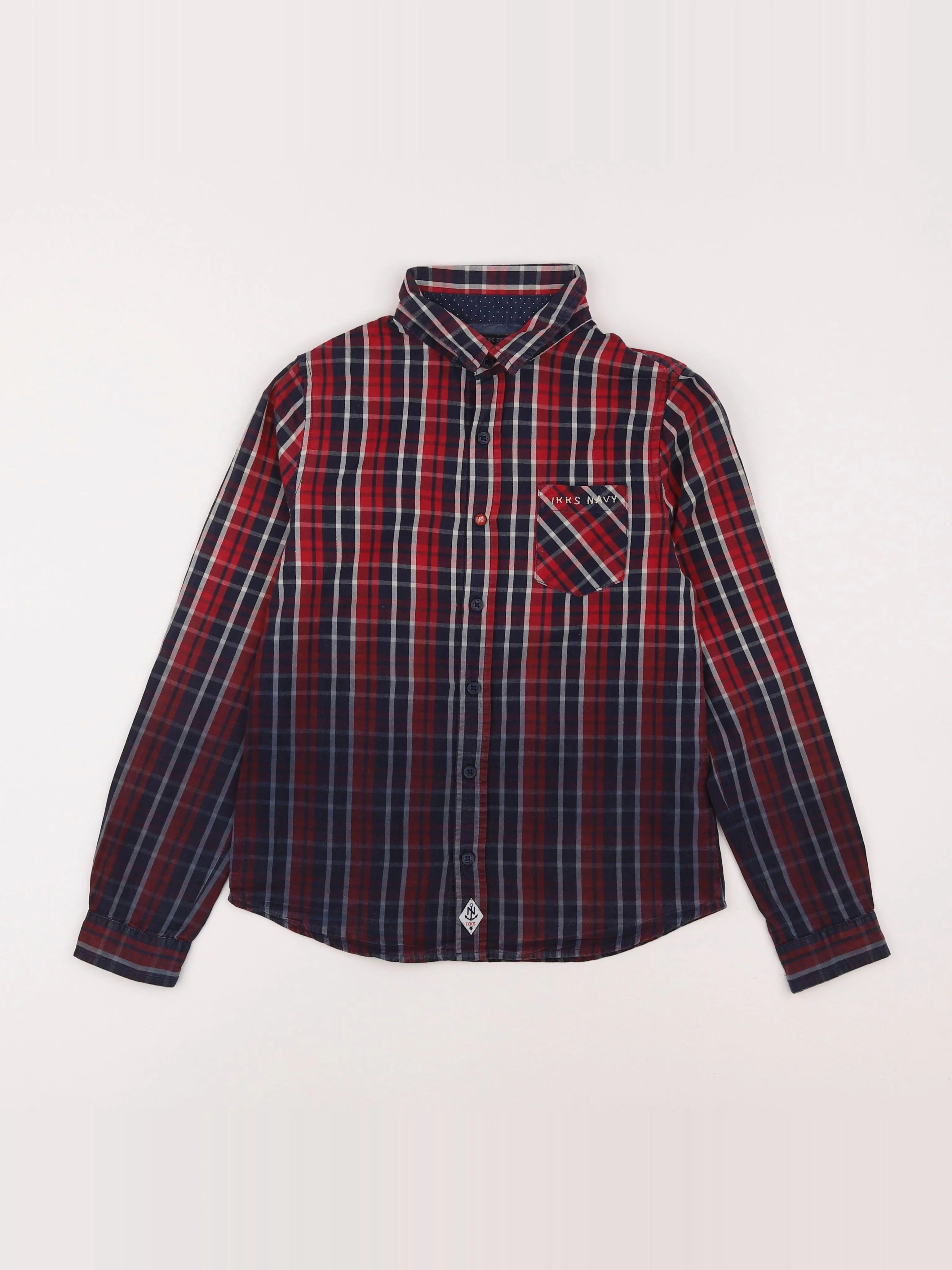 IKKS - chemise bleu, rouge - 10 ans