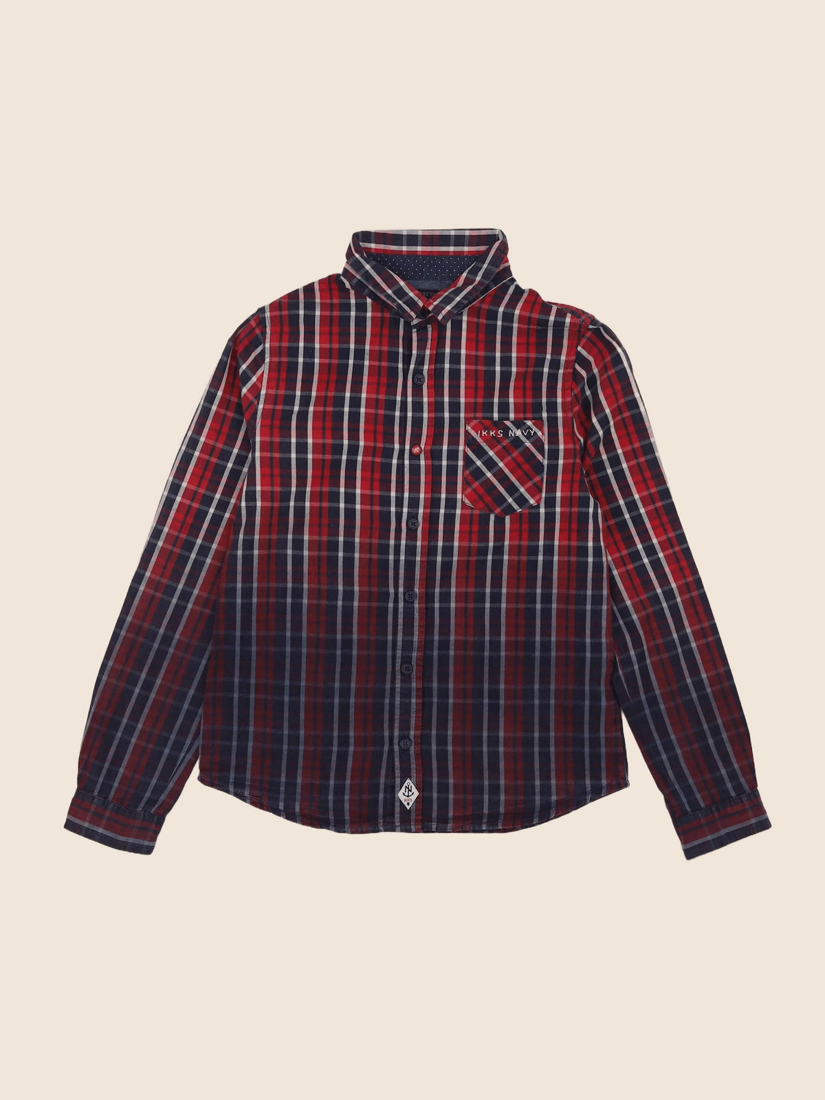 IKKS - chemise bleu, rouge - 10 ans