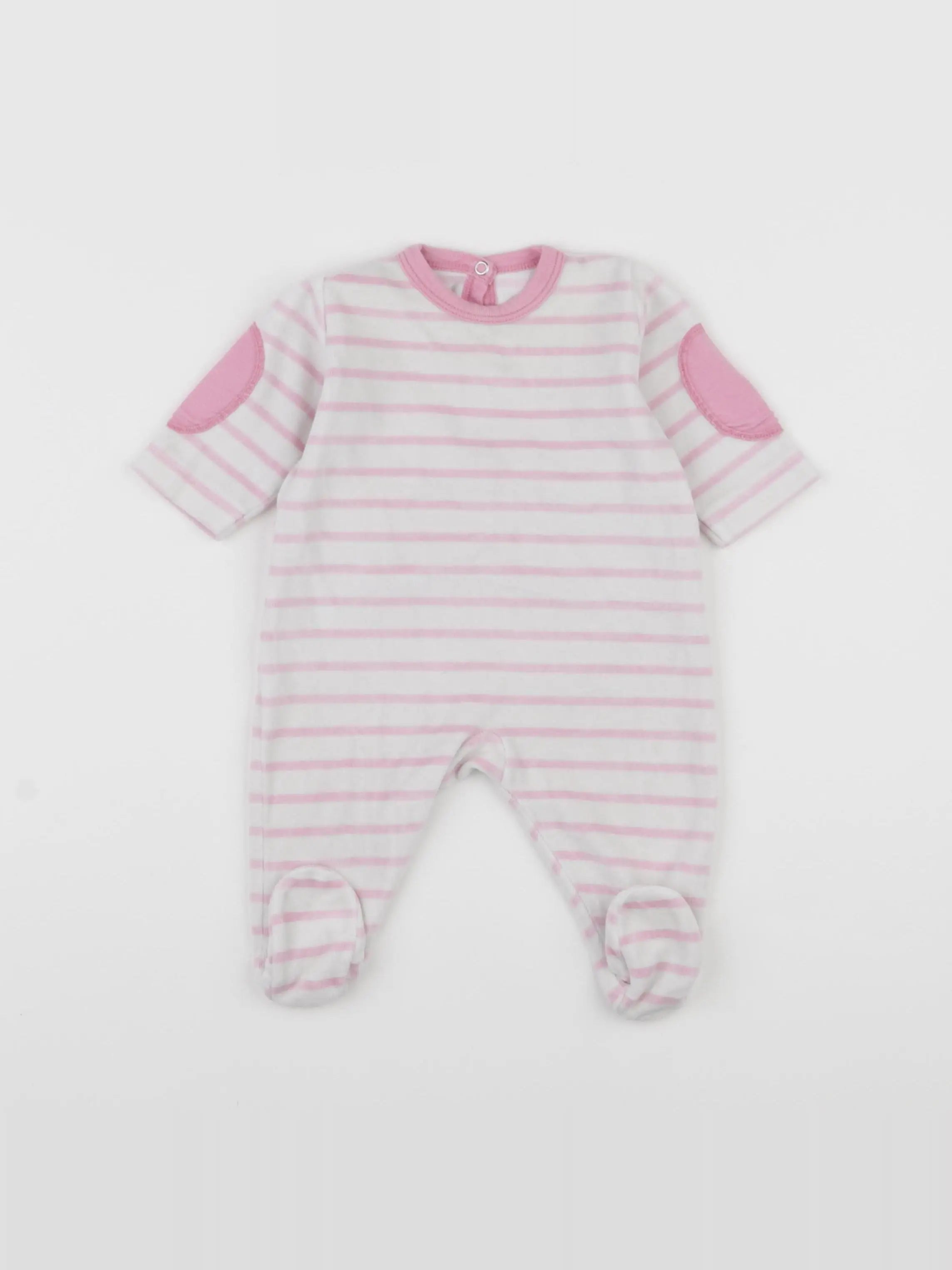 Petit Bateau - pyjama velours rose - 3 mois