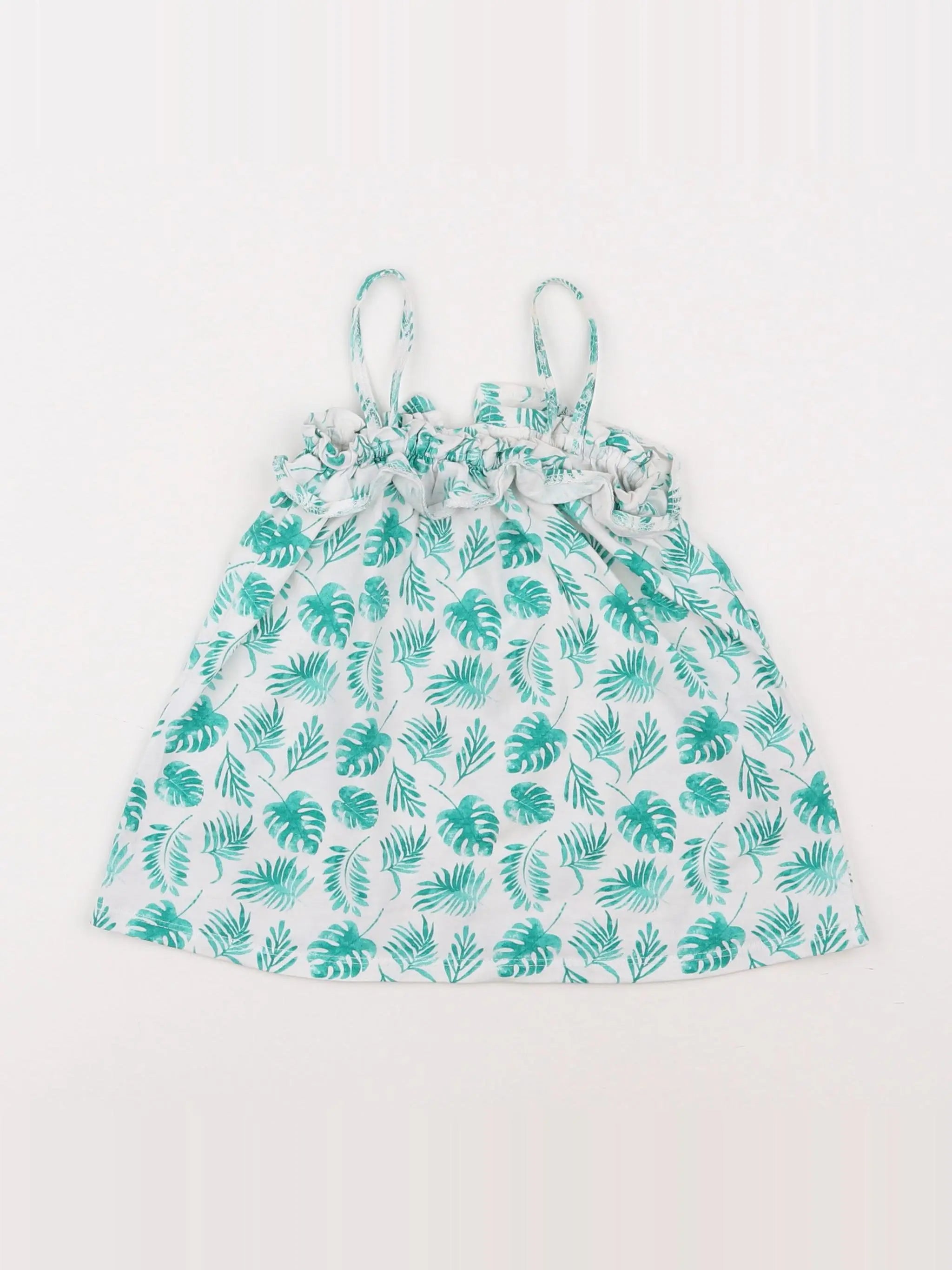 La Redoute - robe blanc, vert - 6 mois