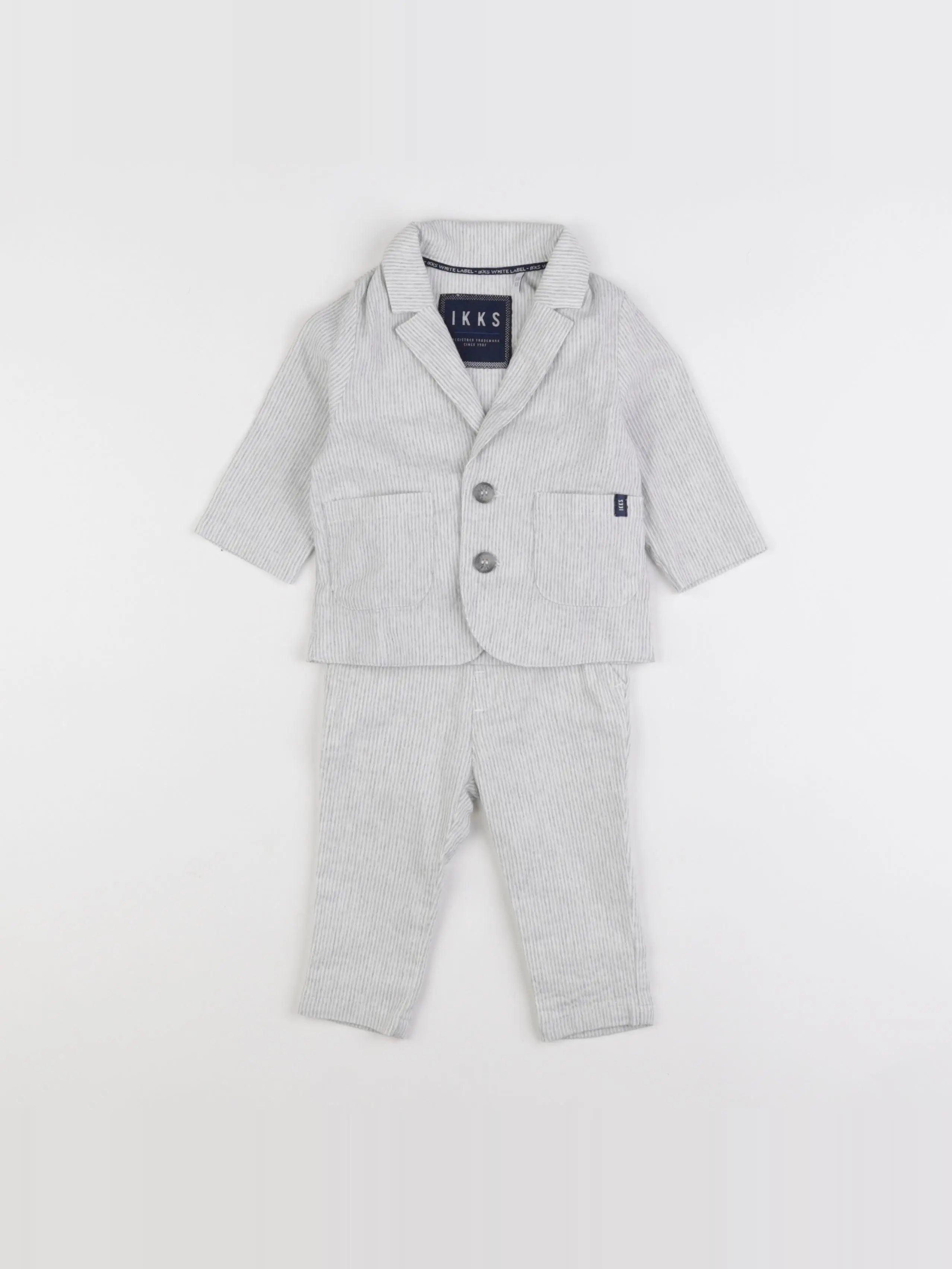 IKKS - ensemble blanc, bleu - 6 mois