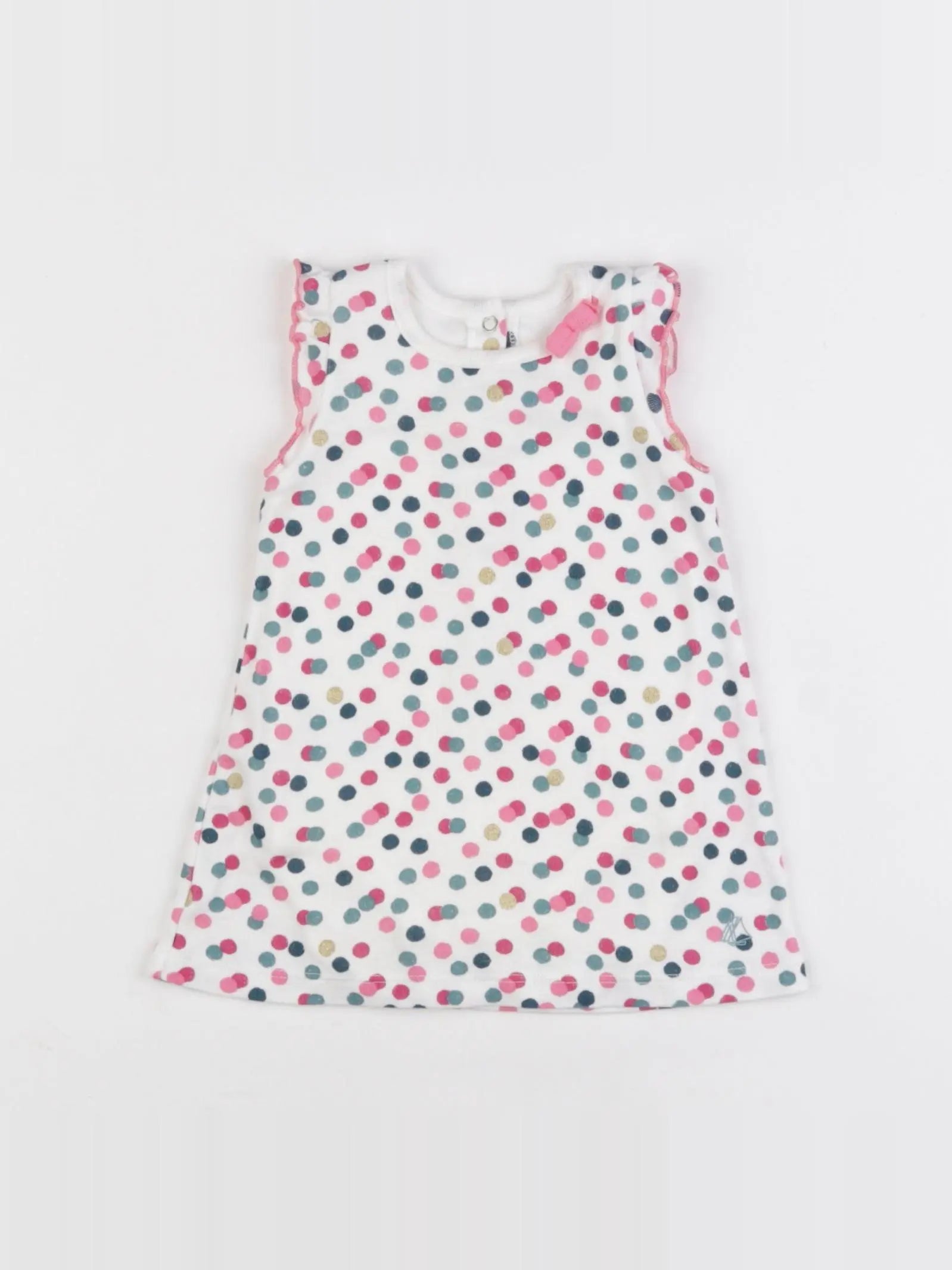 Petit Bateau - robe blanc, rose - 3 mois