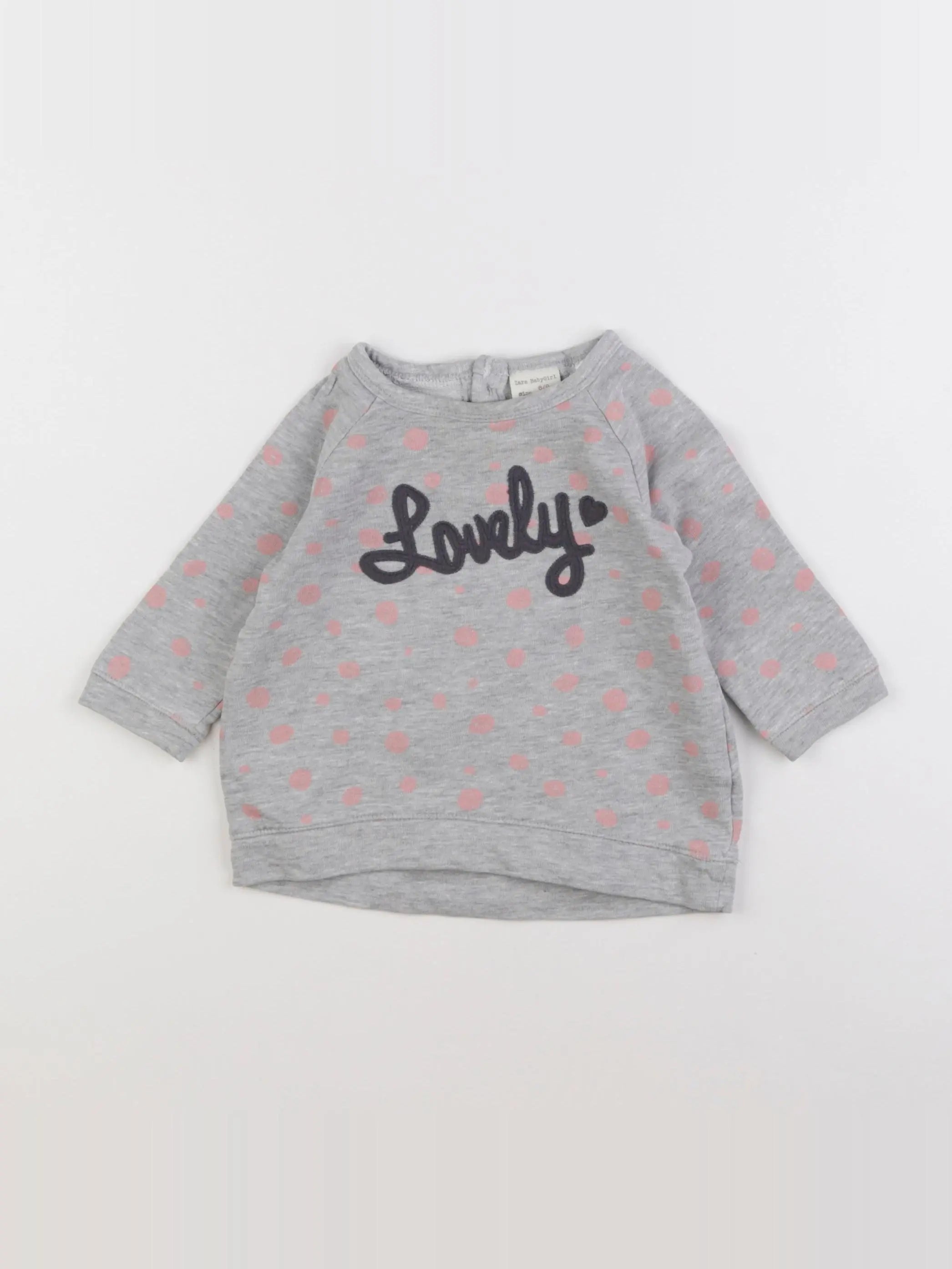 Zara - sweat gris - 6/9 mois