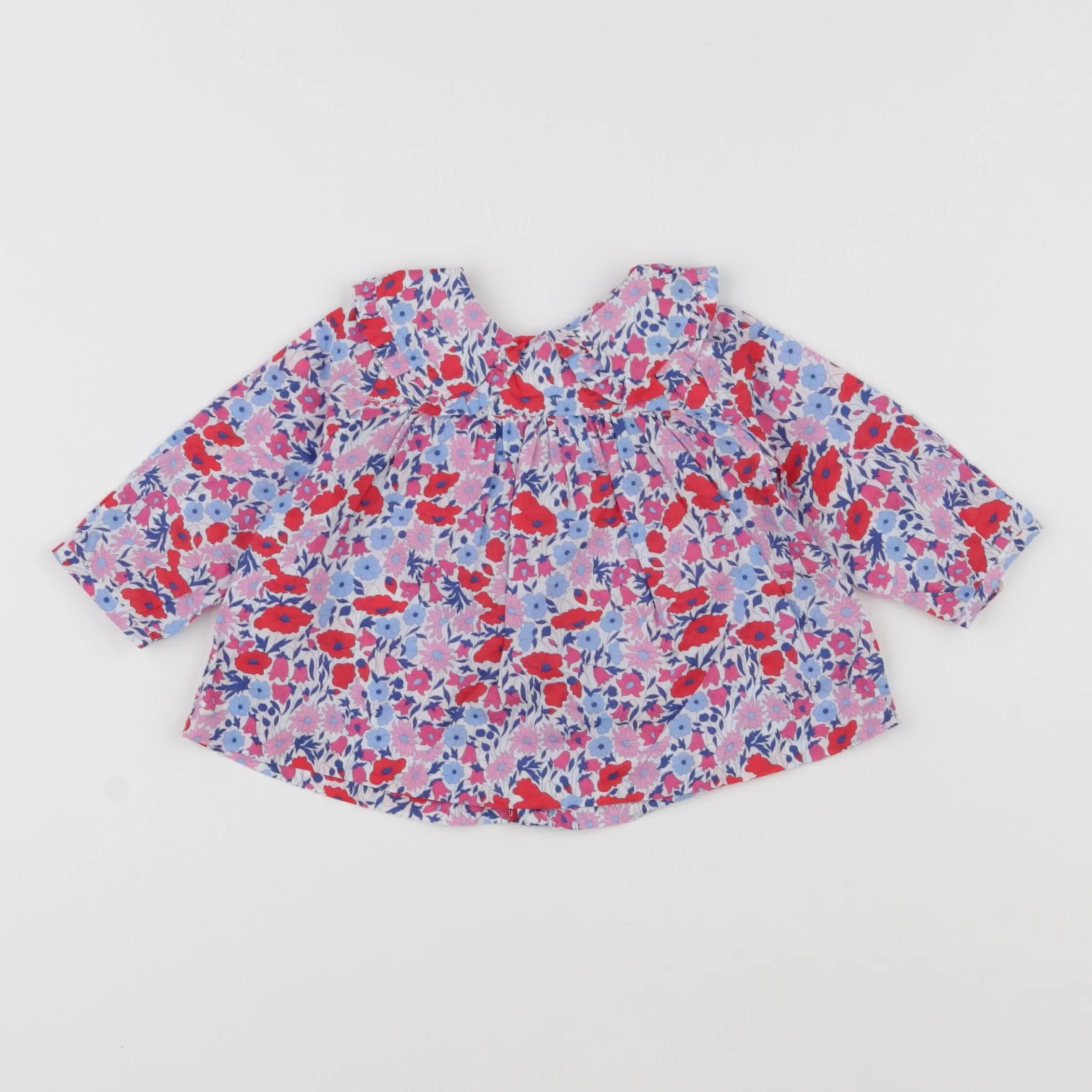 Jacadi - blouse liberty bleu, rose - 6 mois