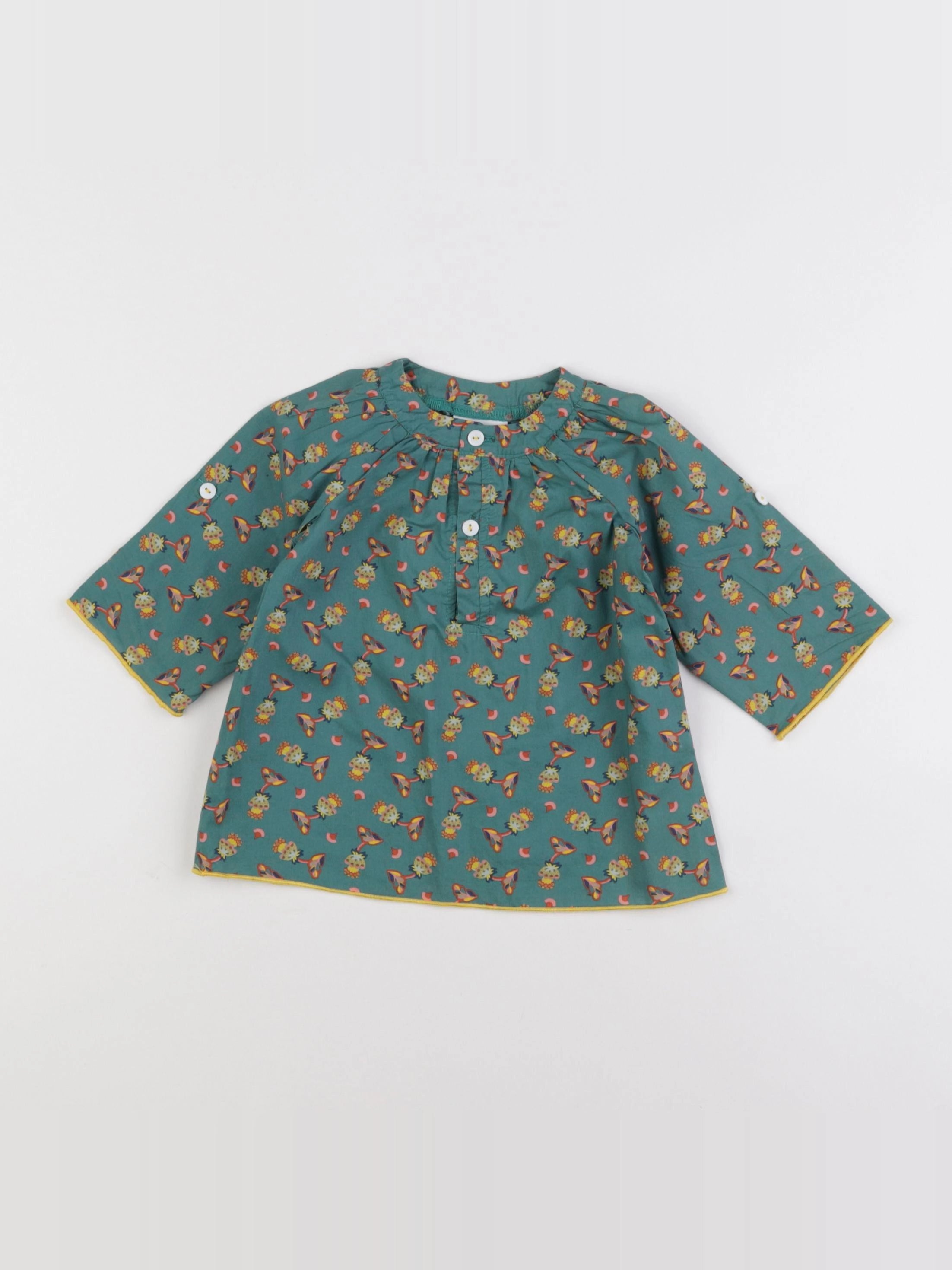 Chouchou et Mandchou - blouse vert - 12 mois