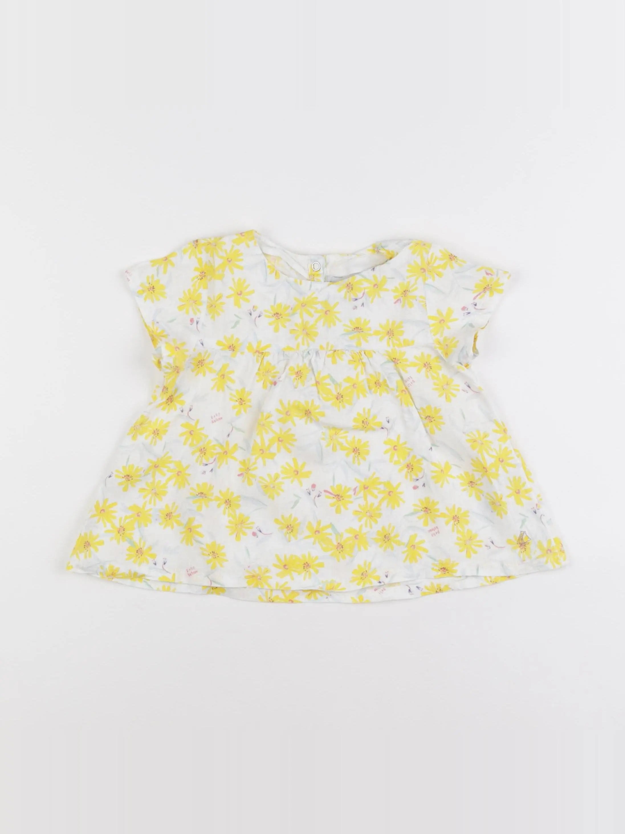 Petit Bateau - blouse blanc, jaune - 2 ans