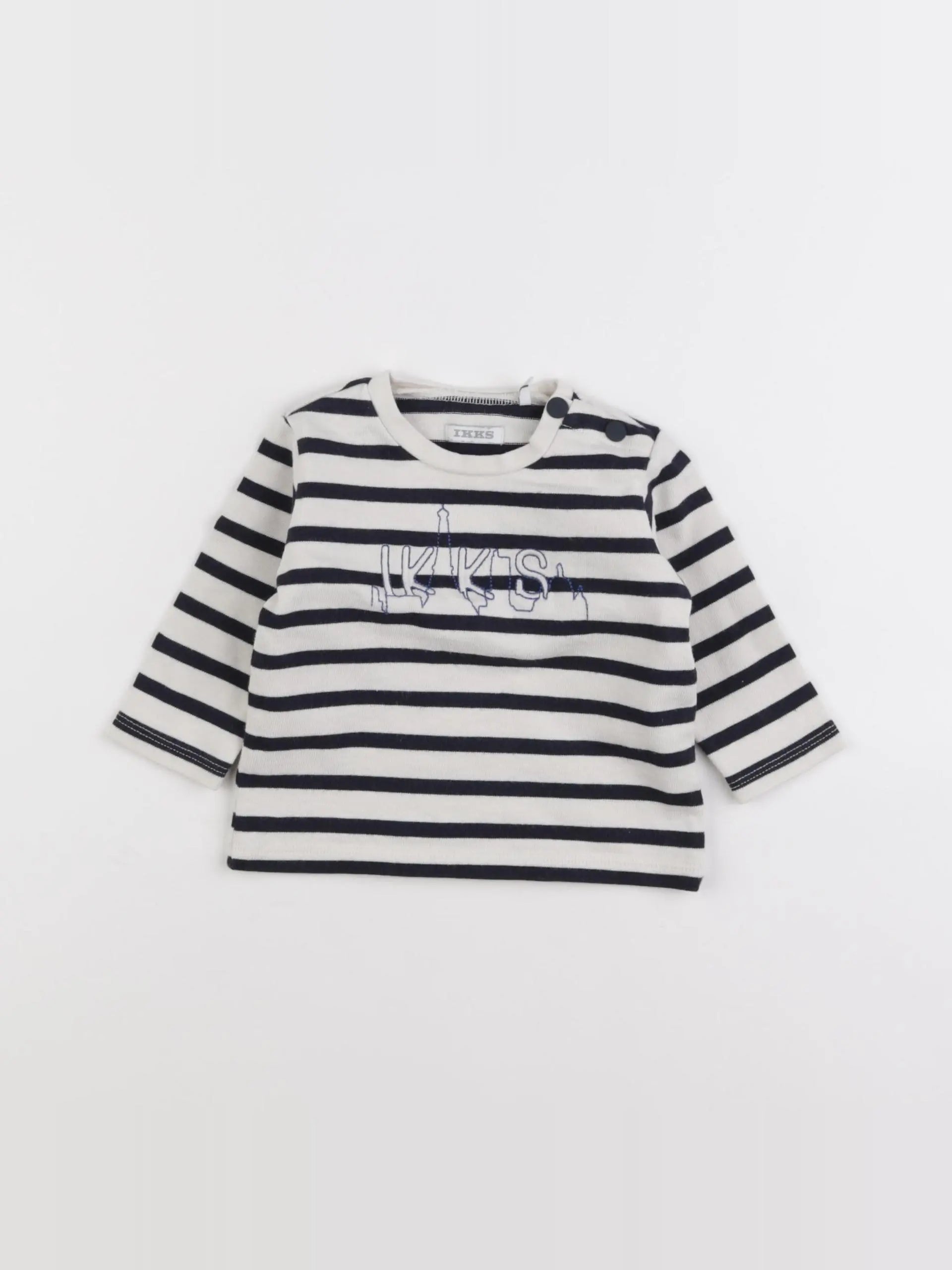 IKKS - tee-shirt bleu, blanc - 6 mois