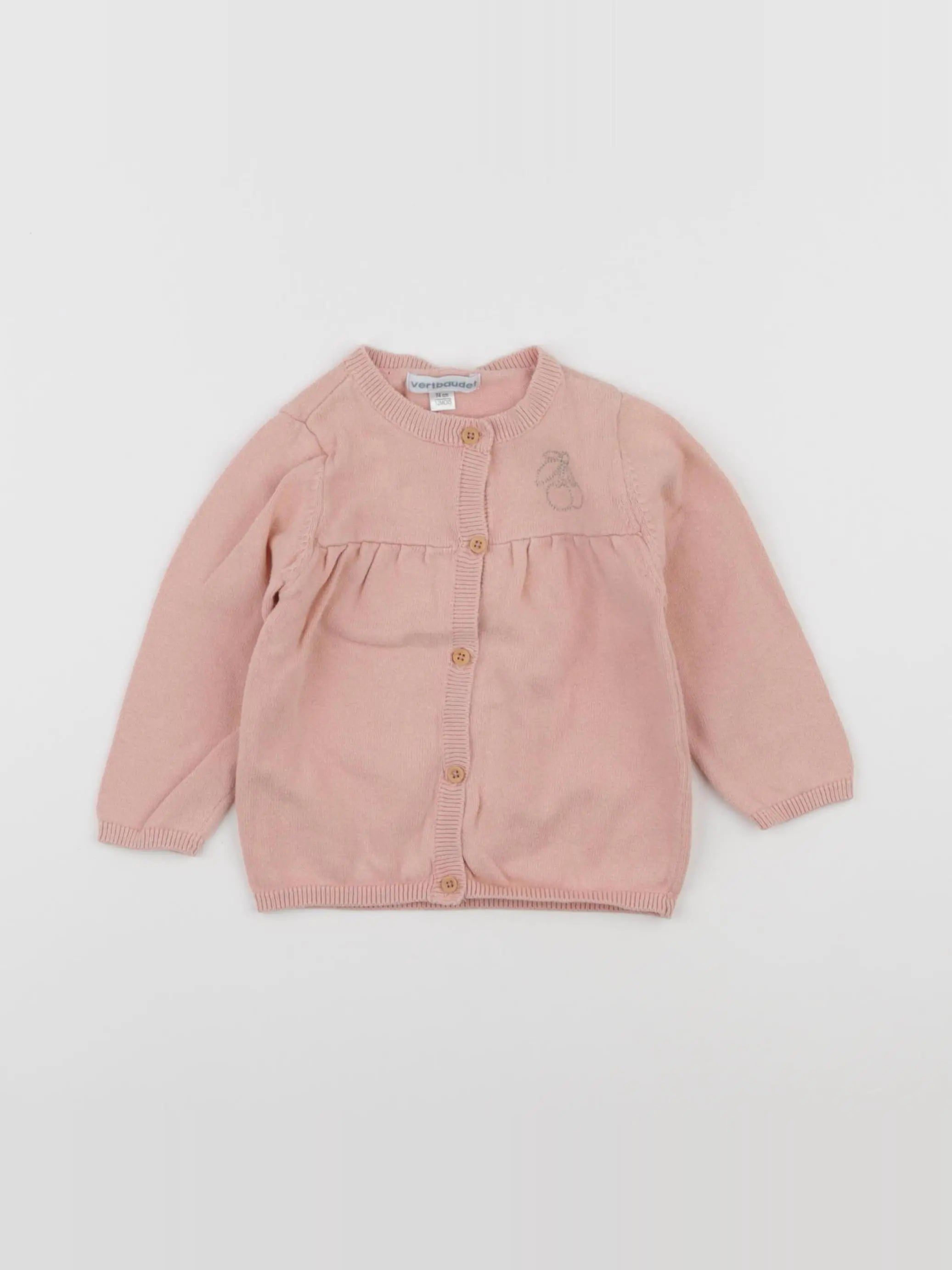 Vertbaudet - gilet rose - 12 mois