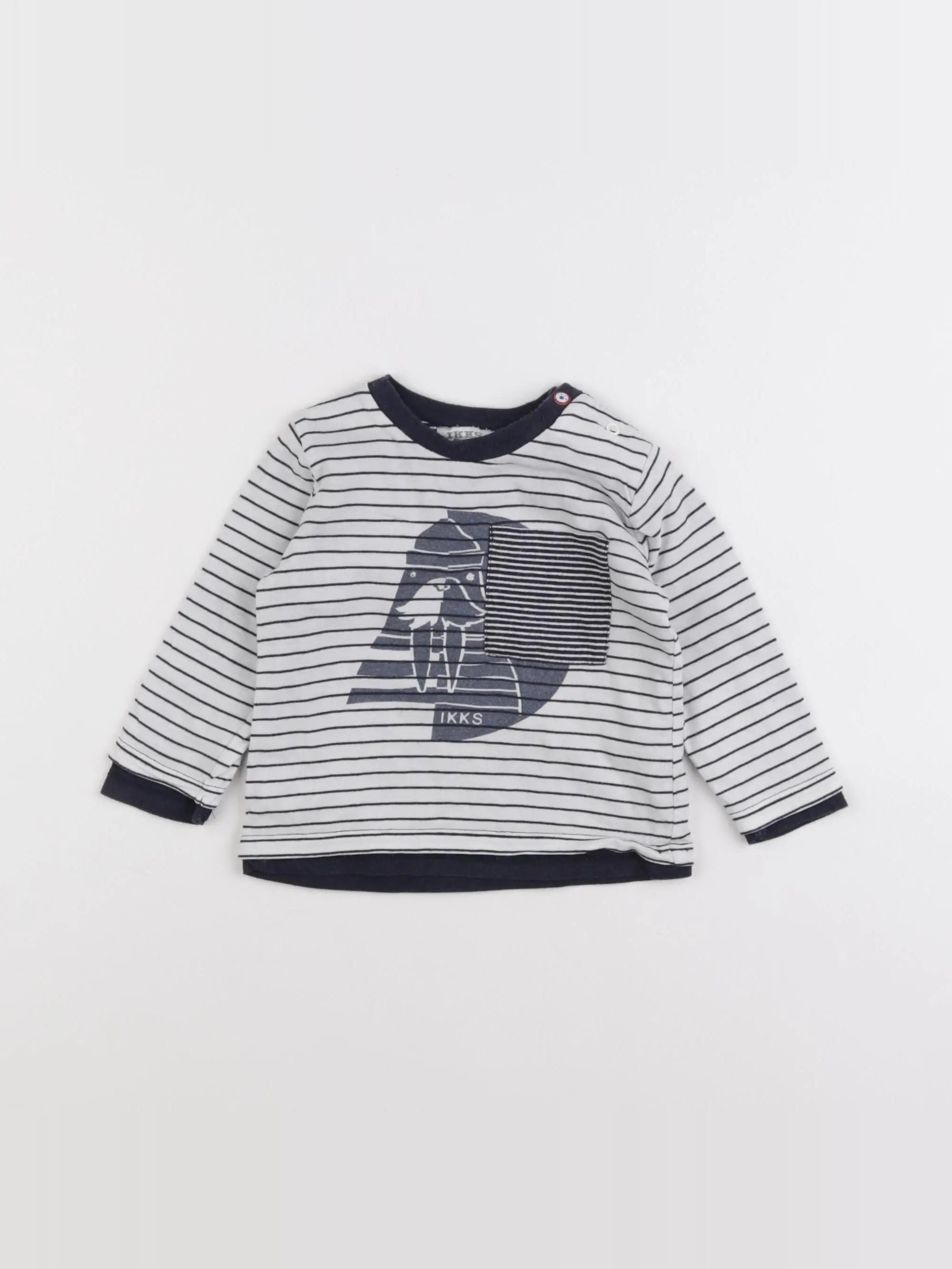 IKKS - tee-shirt bleu, blanc - 6 mois