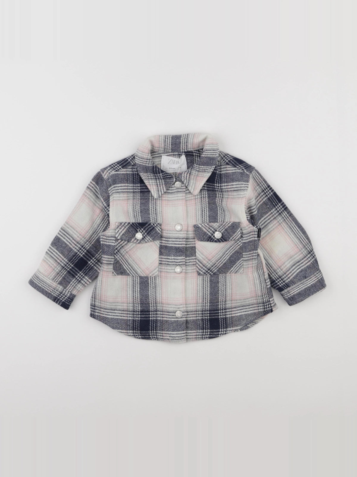 Zara - chemise blanc, bleu - 2/3 ans