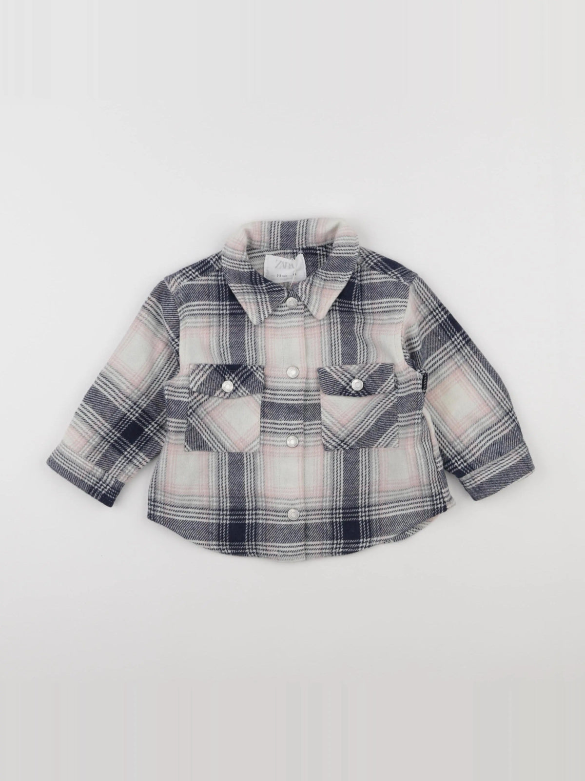 Zara - chemise blanc, bleu - 2/3 ans