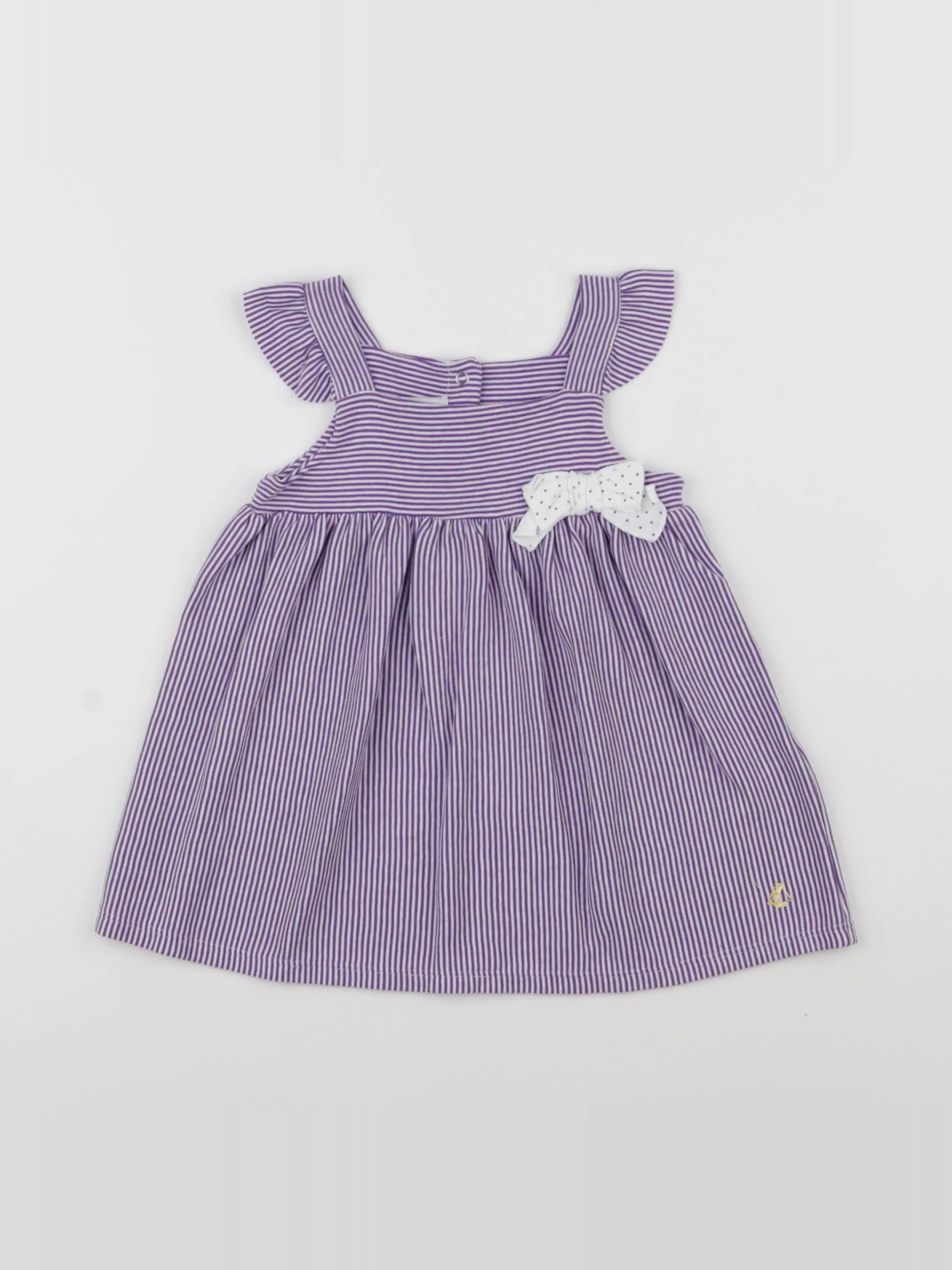 Petit Bateau - robe blanc, violet - 12 mois