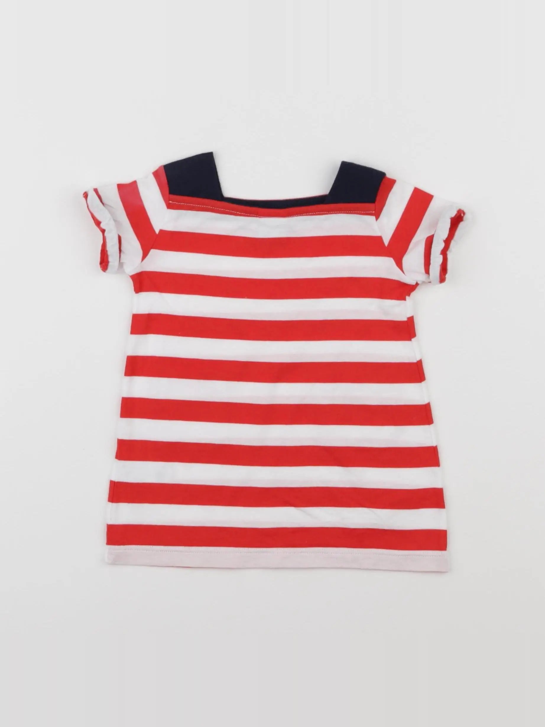 Petit Bateau - robe blanc, rouge - 3 mois