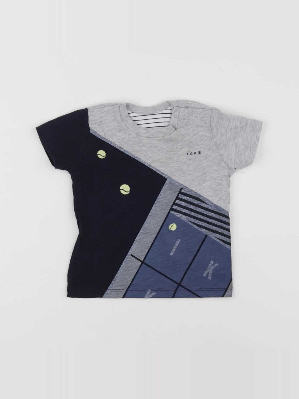 IKKS - tee-shirt bleu, gris - 6 mois