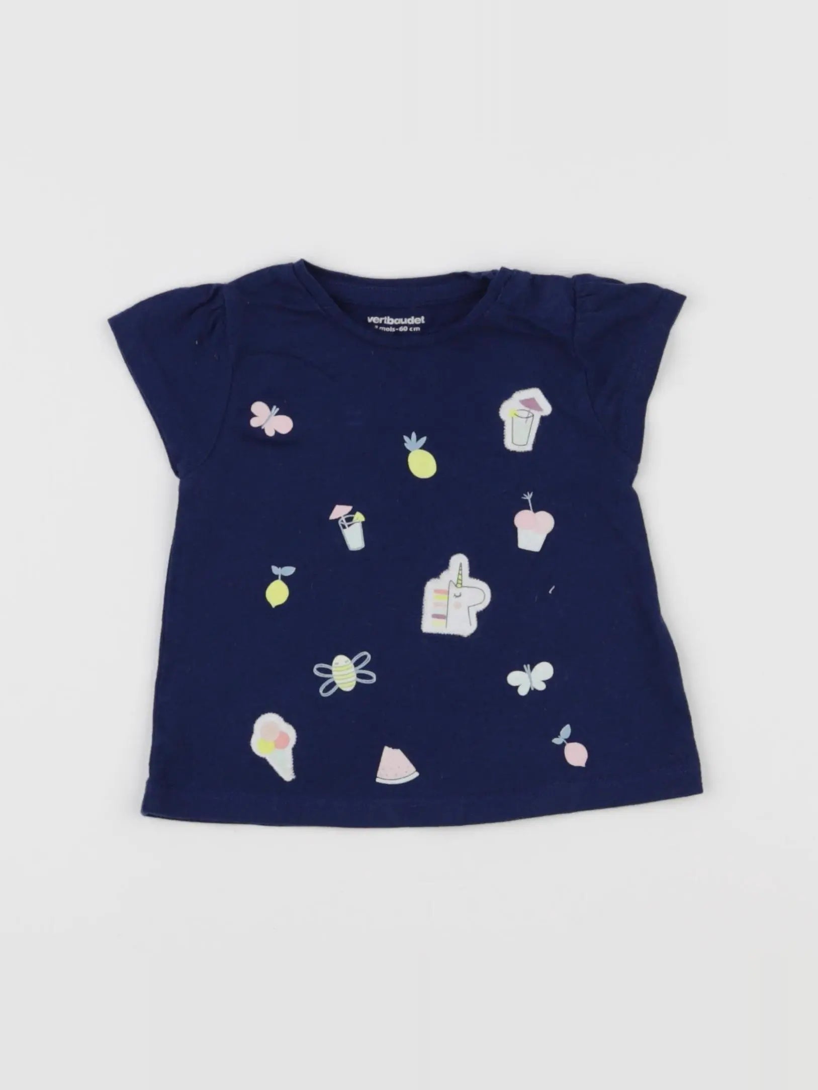 Vertbaudet - tee-shirt bleu - 3 mois