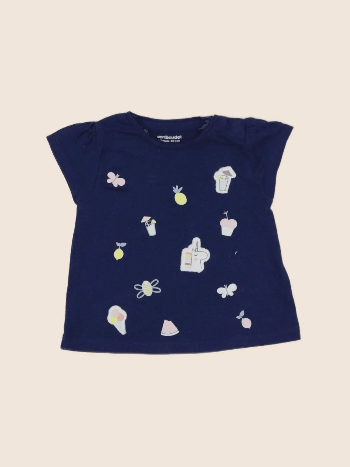 Vertbaudet - tee-shirt bleu - 3 mois