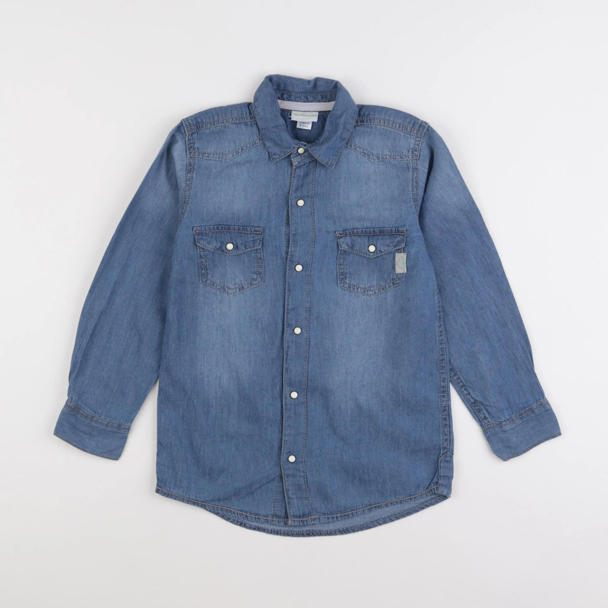 Vertbaudet - chemise imprimé au dos bleu - 8 ans