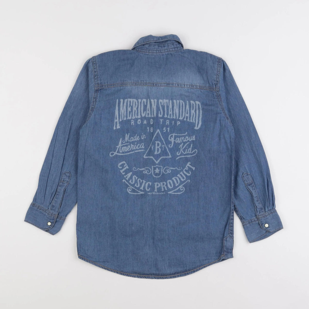 Vertbaudet - chemise imprimé au dos bleu - 8 ans