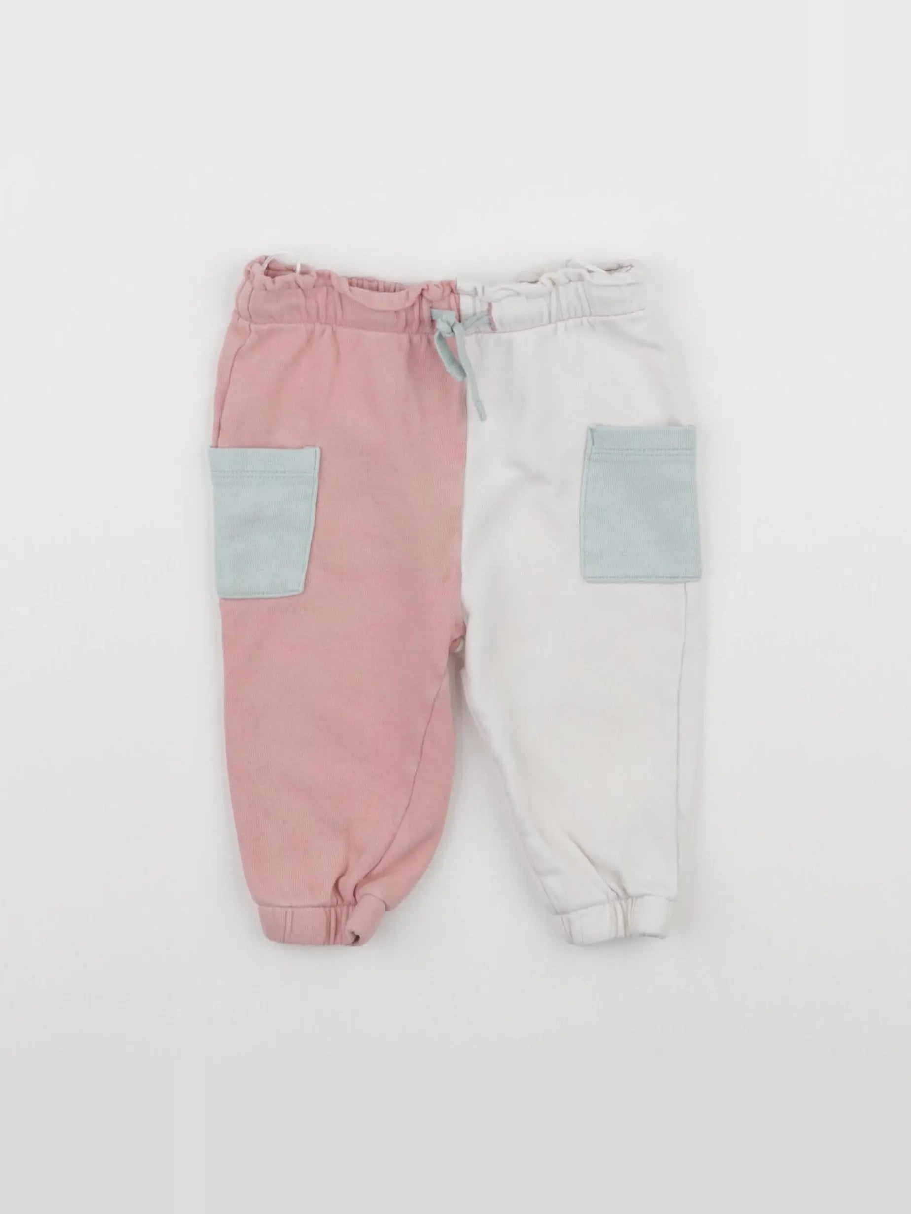 H&M - pantalon blanc, rose - 3/6 mois