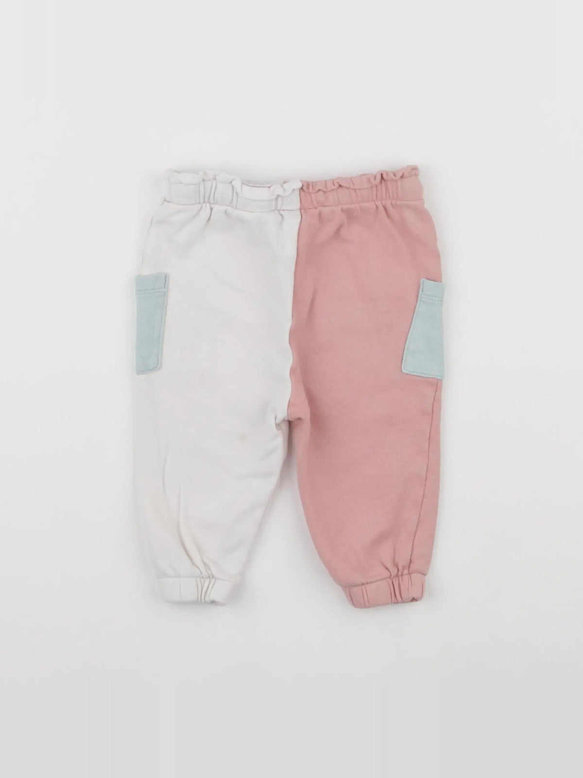 H&M - pantalon blanc, rose - 3/6 mois