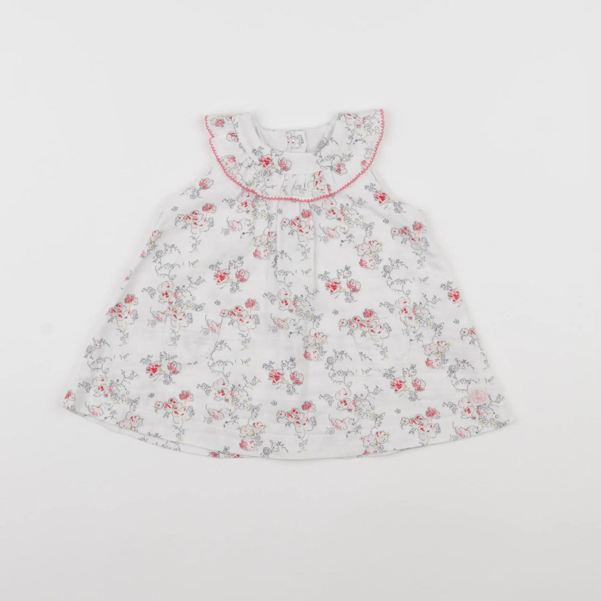 Petit Bateau - robe blanc, rose - 6 mois