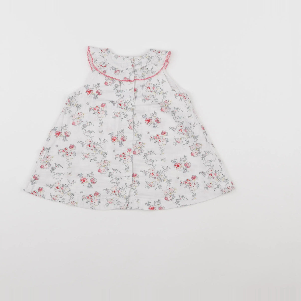 Petit Bateau - robe blanc, rose - 6 mois