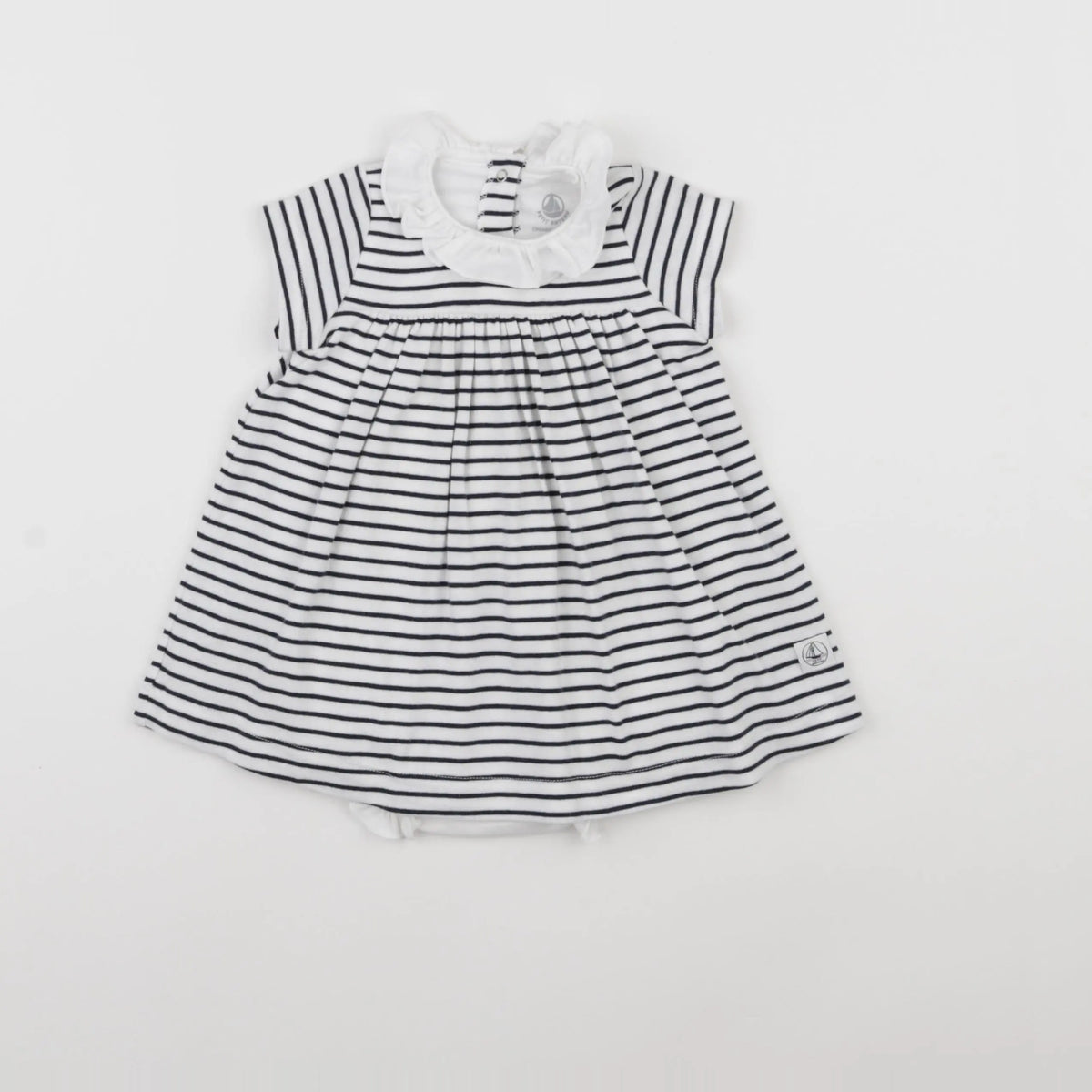Petit Bateau - body robe bleu, blanc - 6 mois