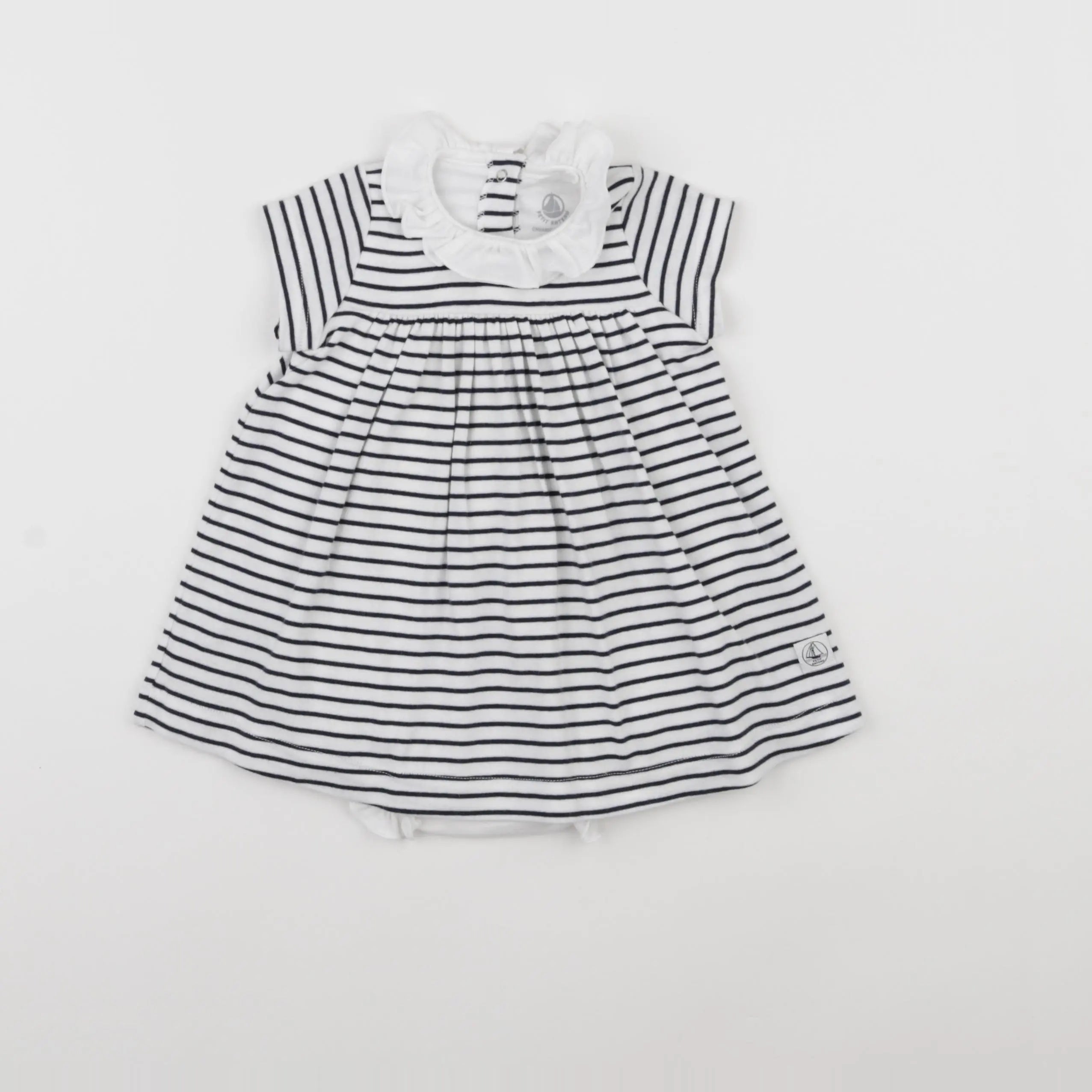 Petit Bateau - body robe bleu, blanc - 6 mois