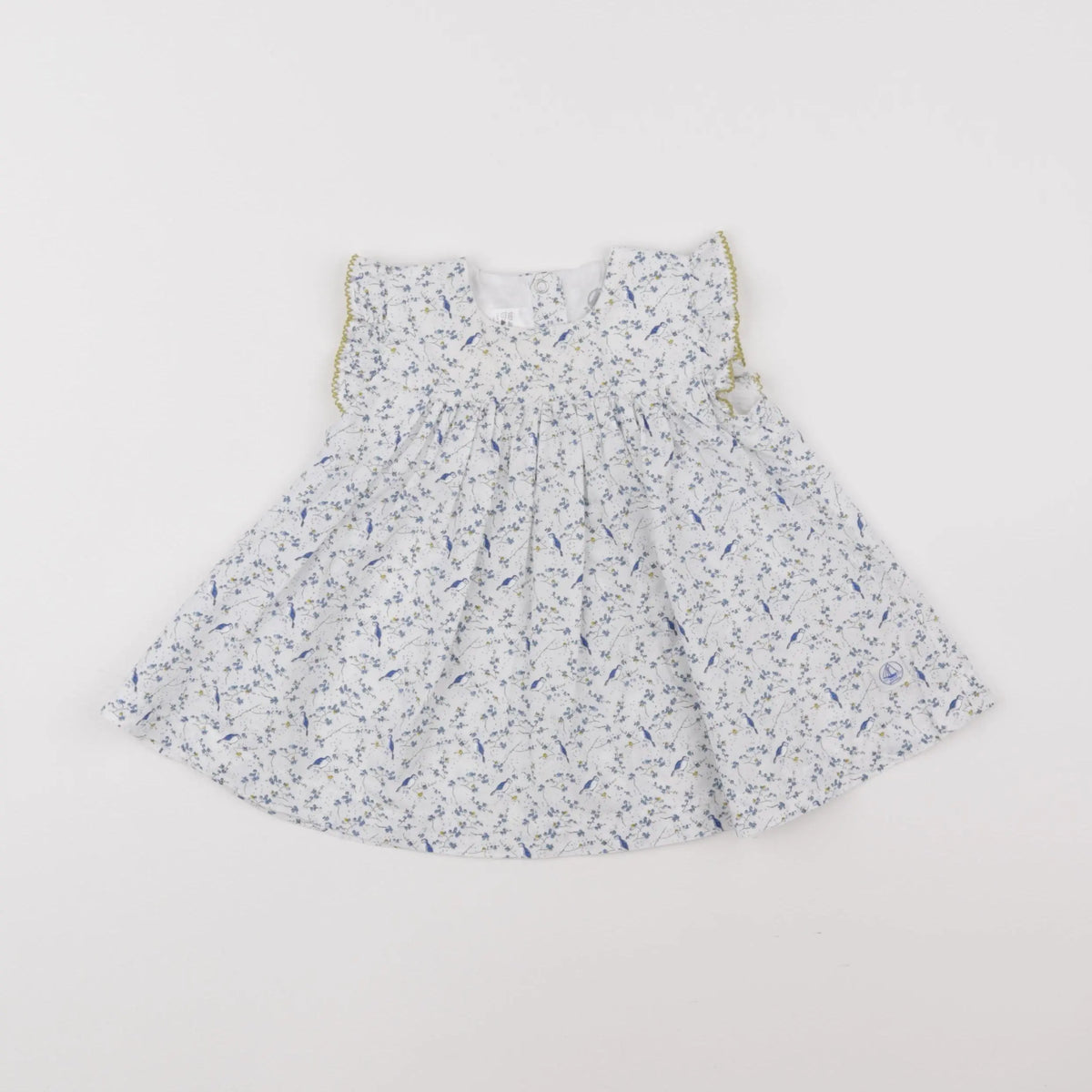 Petit Bateau - robe blanc, bleu - 6 mois