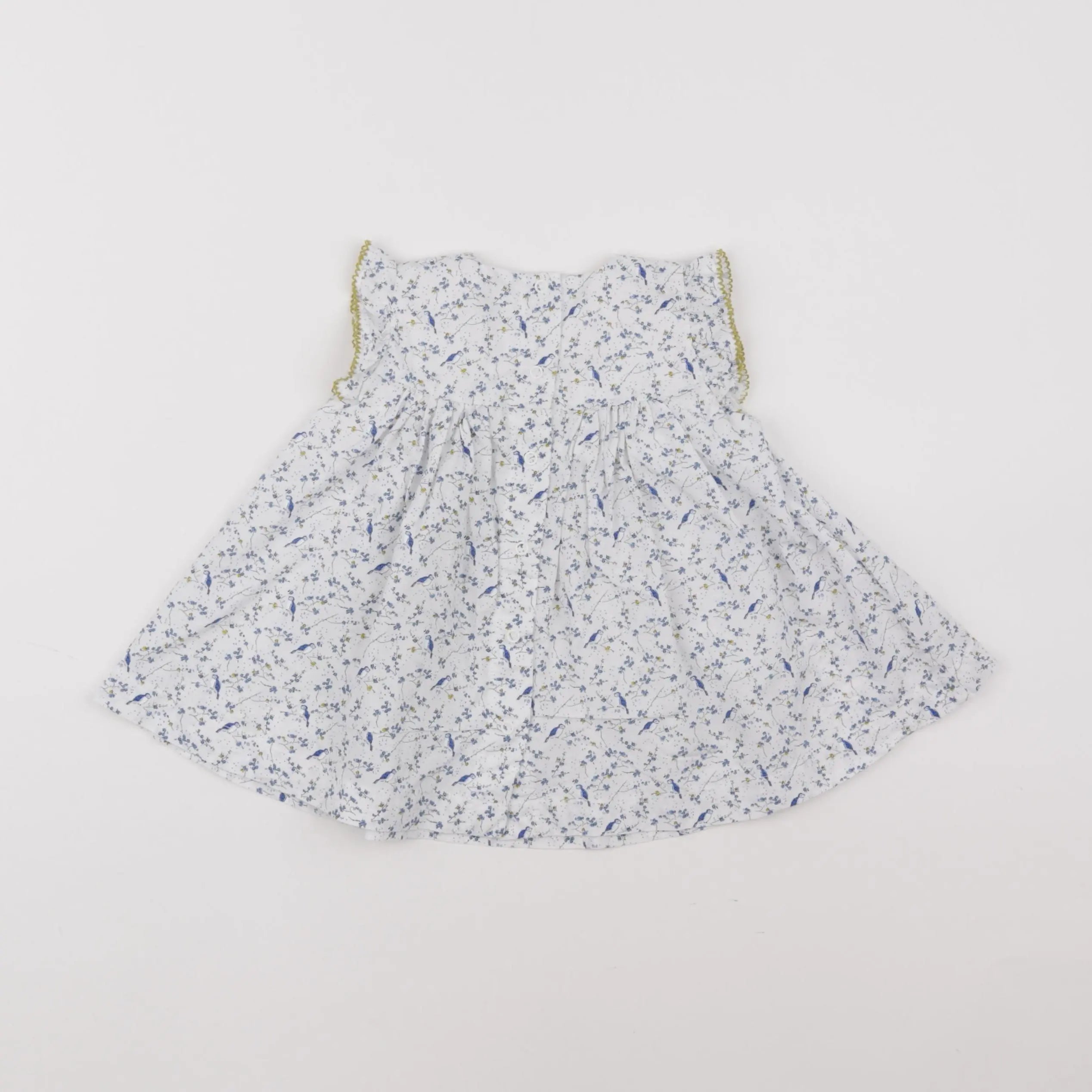 Petit Bateau - robe blanc, bleu - 6 mois